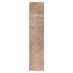 Runner beige in lana tinto in capo unico 2' 6" x 12' 1"