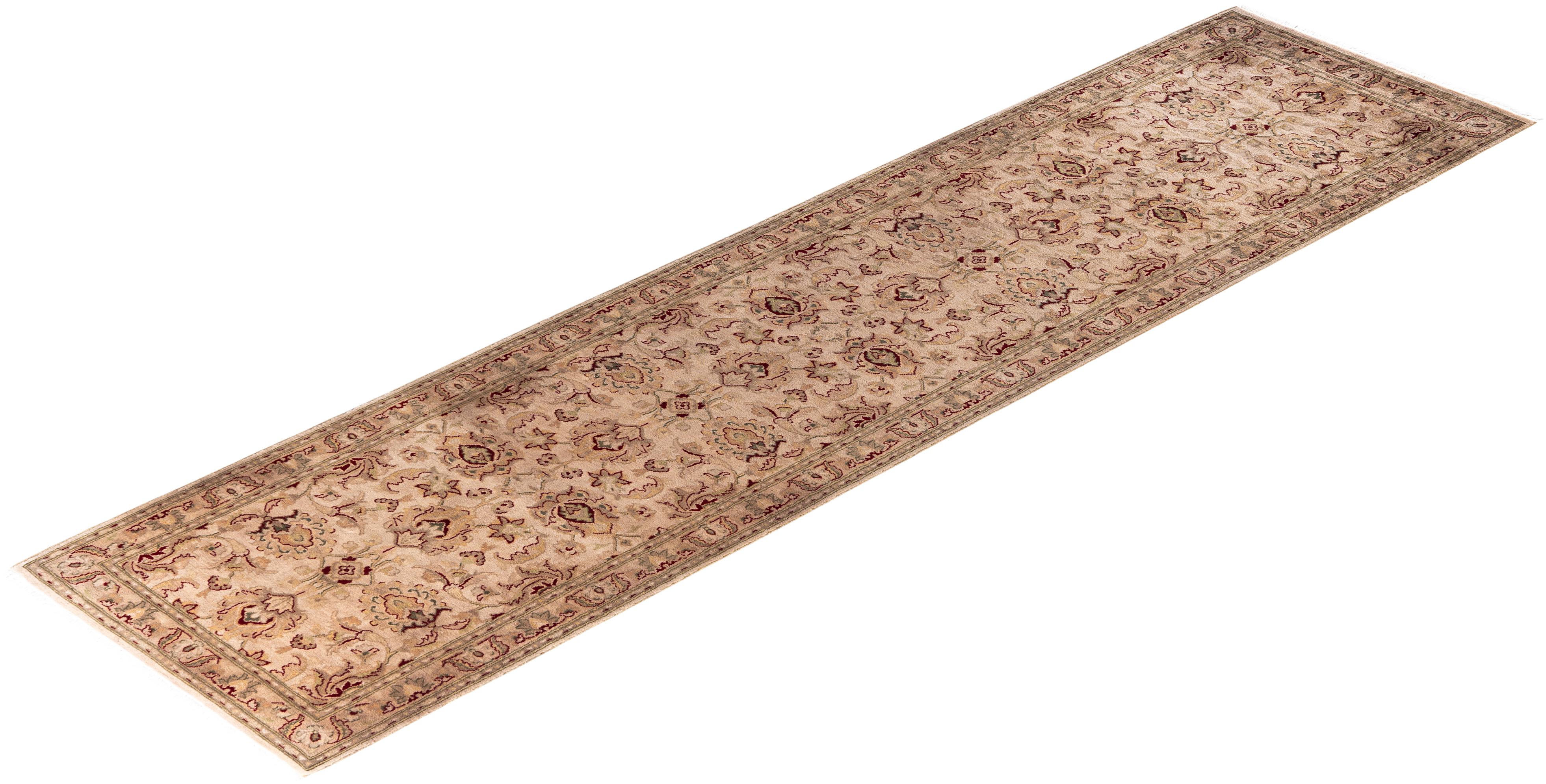 Runner beige in lana tinto in capo unico 2' 7