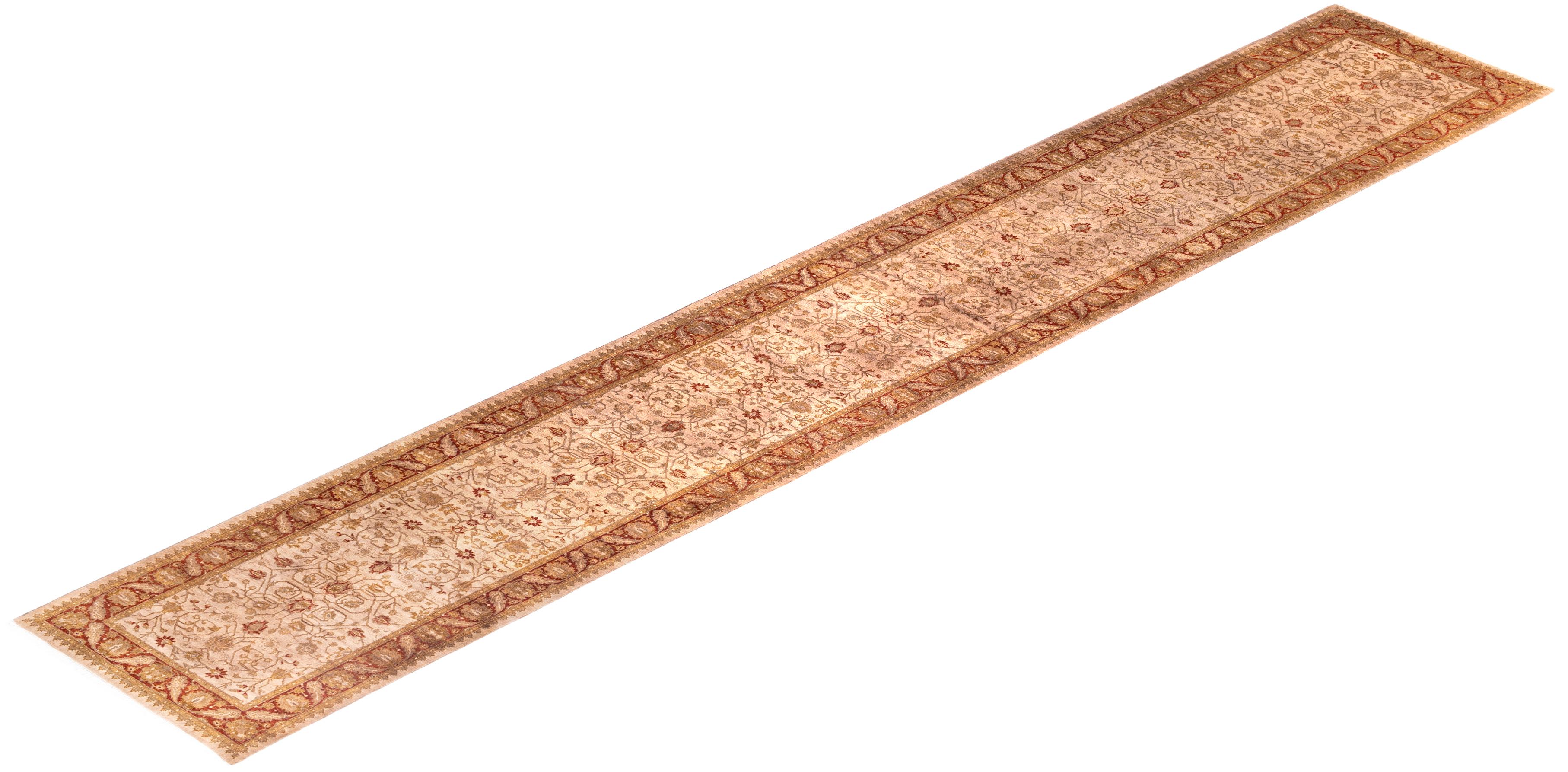 Runner beige in lana tinto in capo unico 2' 7
