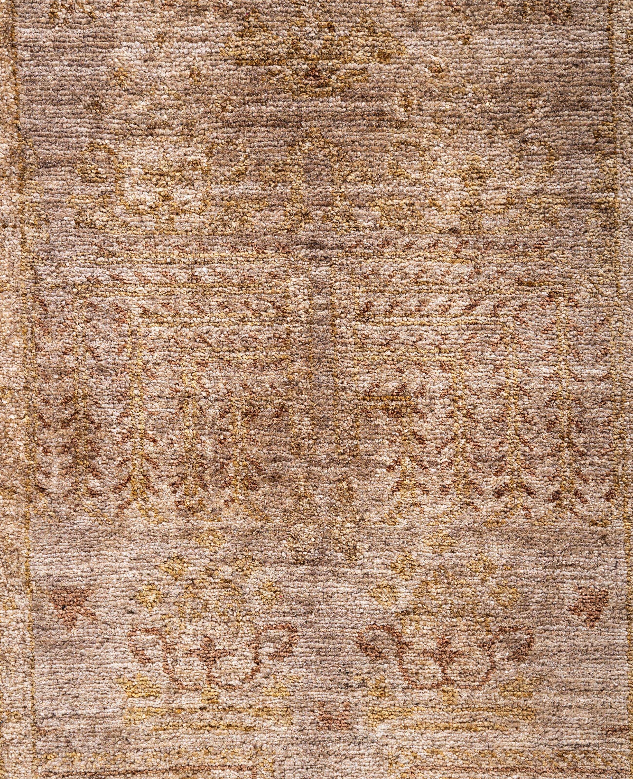 Pakistano Runner beige in lana tinta unita 2' 7