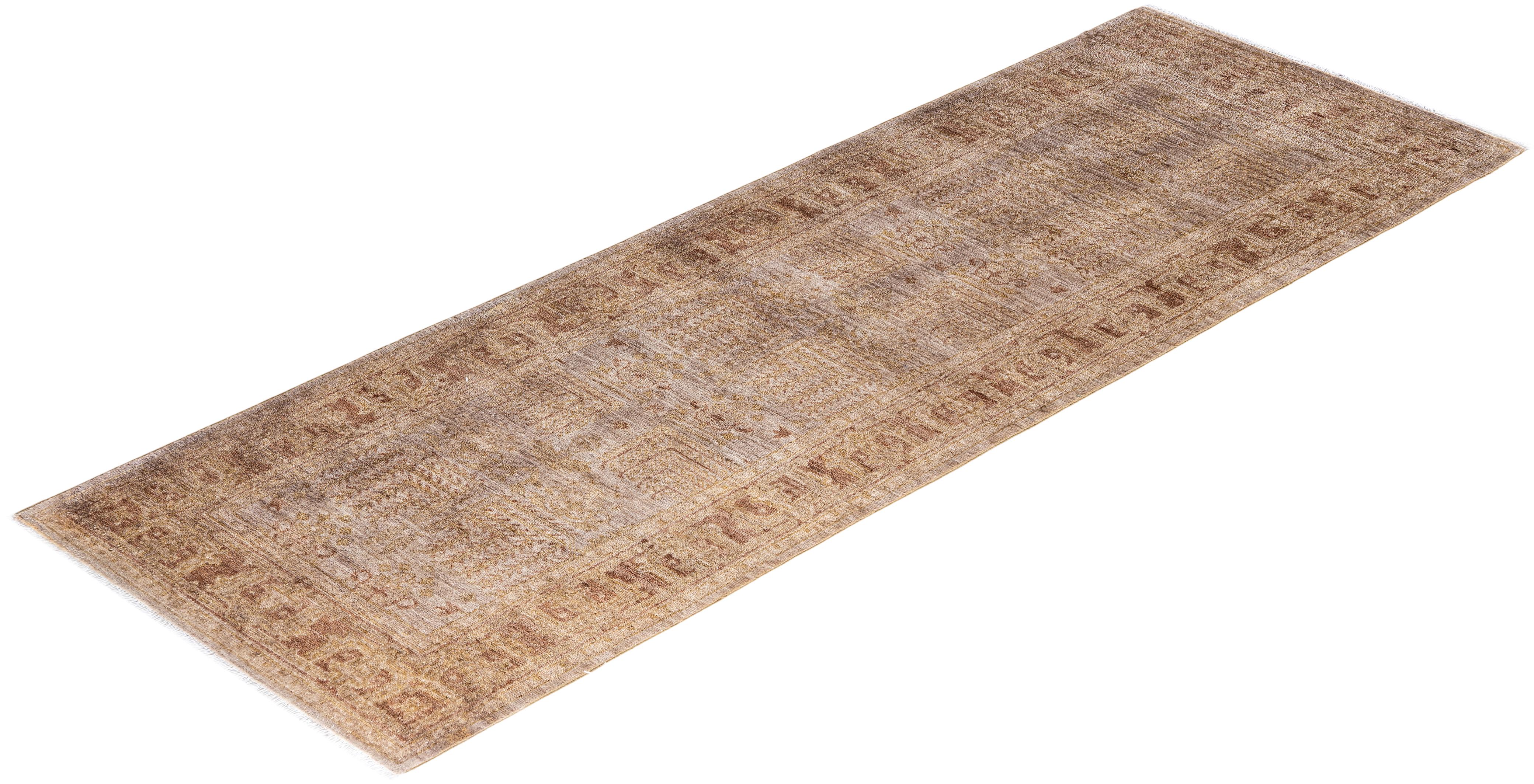 Runner beige in lana tinta unita 2' 7