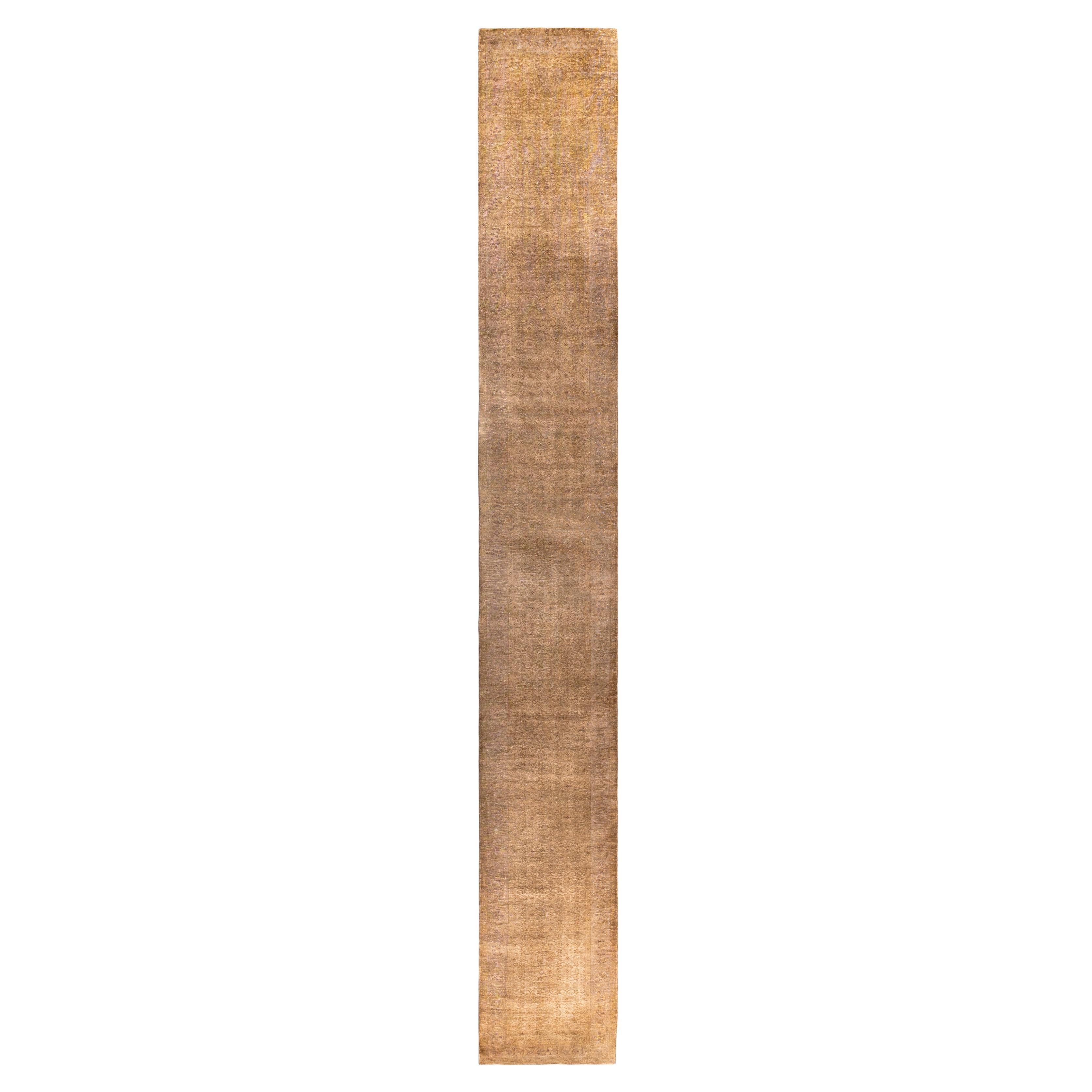 Alfombra de lana Overdyed One-of-a-Kind Beige 2' 8" x 21' 4" en venta