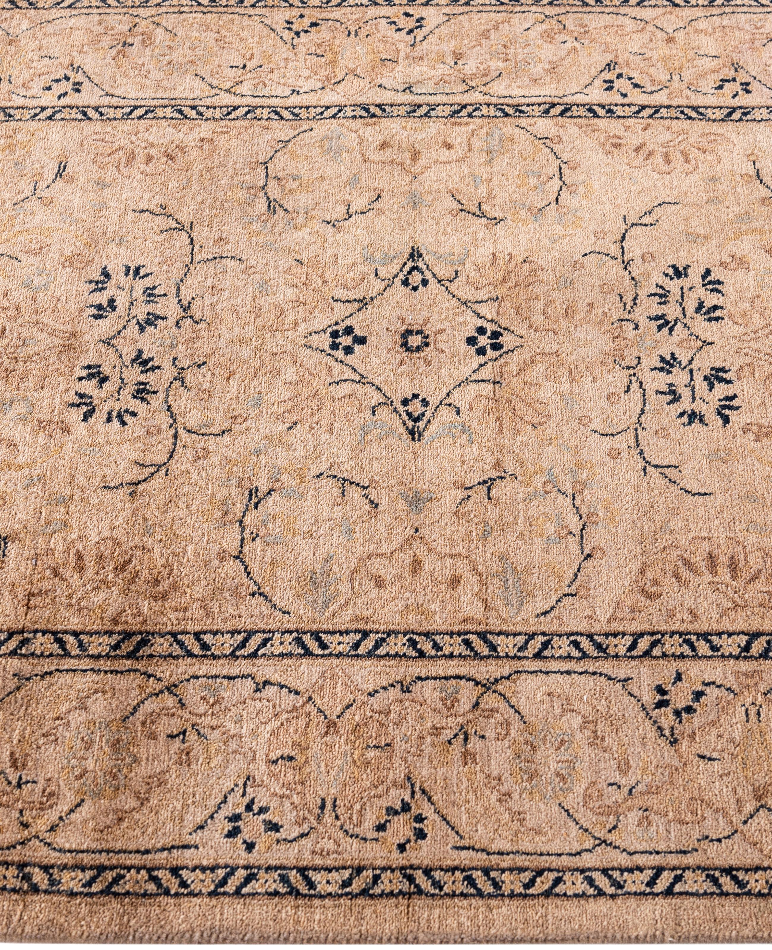 Hand-Knotted Overdyed One-of-a-Kind Wool Beige Runner 2' 8