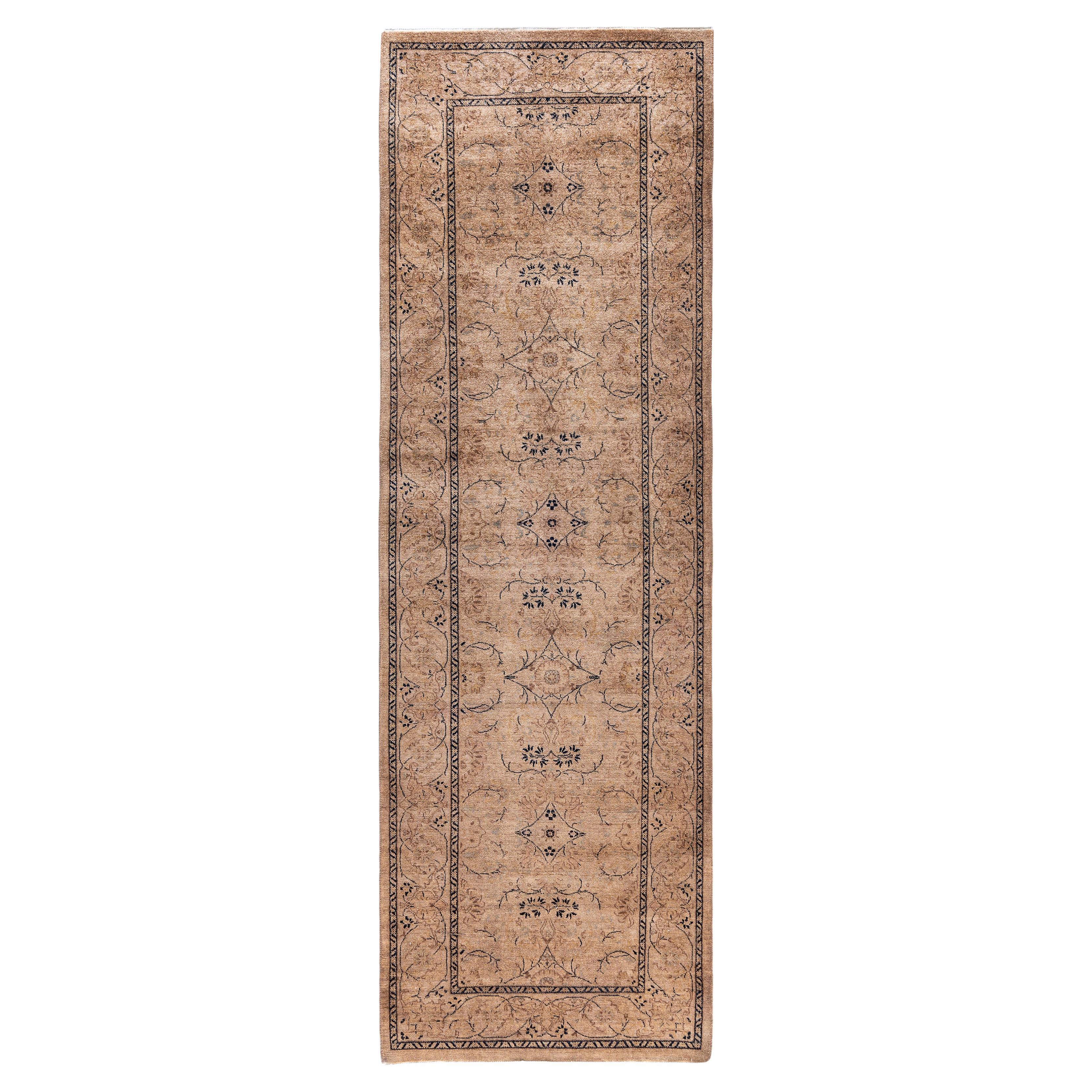 Overdyed One-of-a-Kind Wool Beige Runner 2' 8" x 8' 4" For Sale