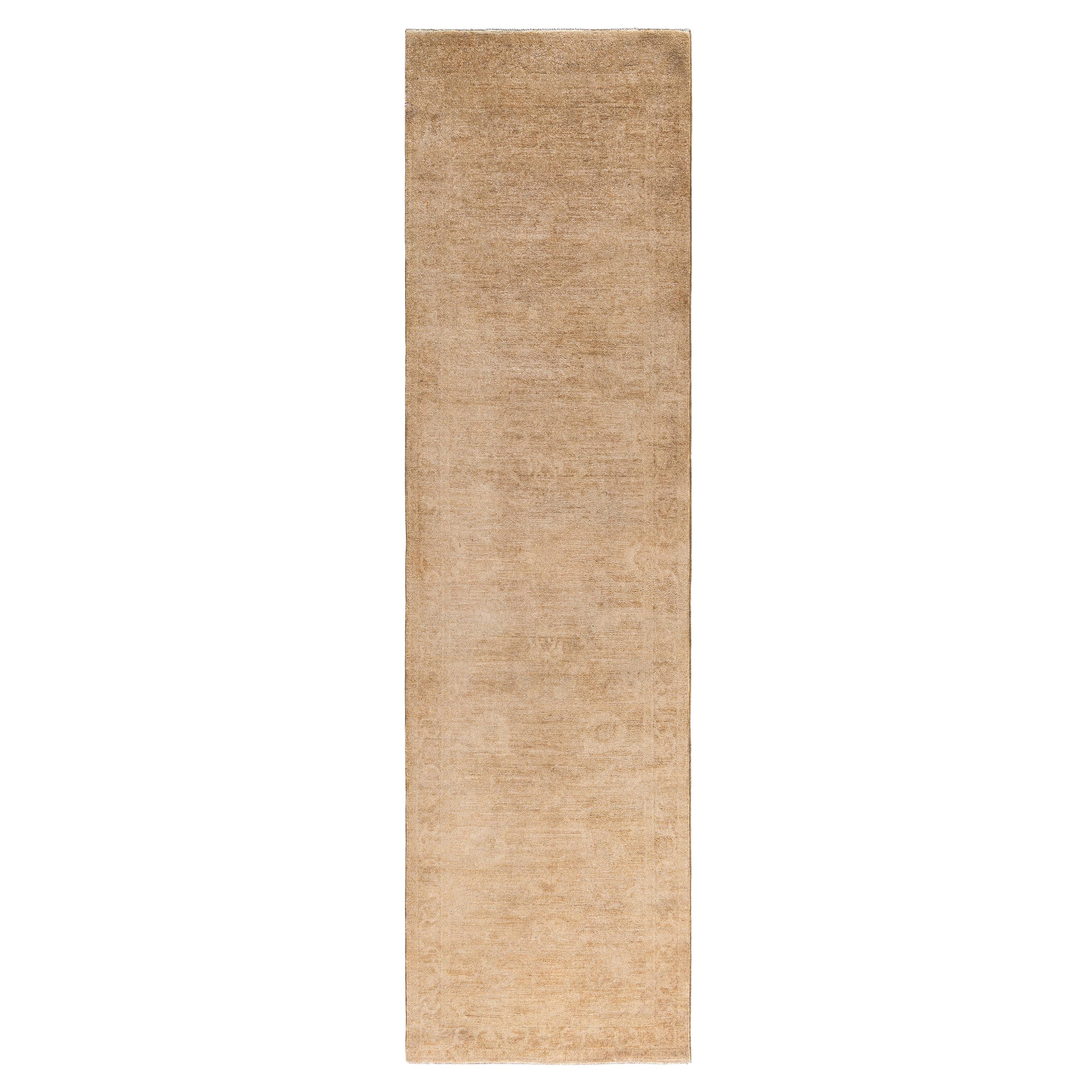 Runner beige in lana tinta unita 2' 8" x 9' 9"