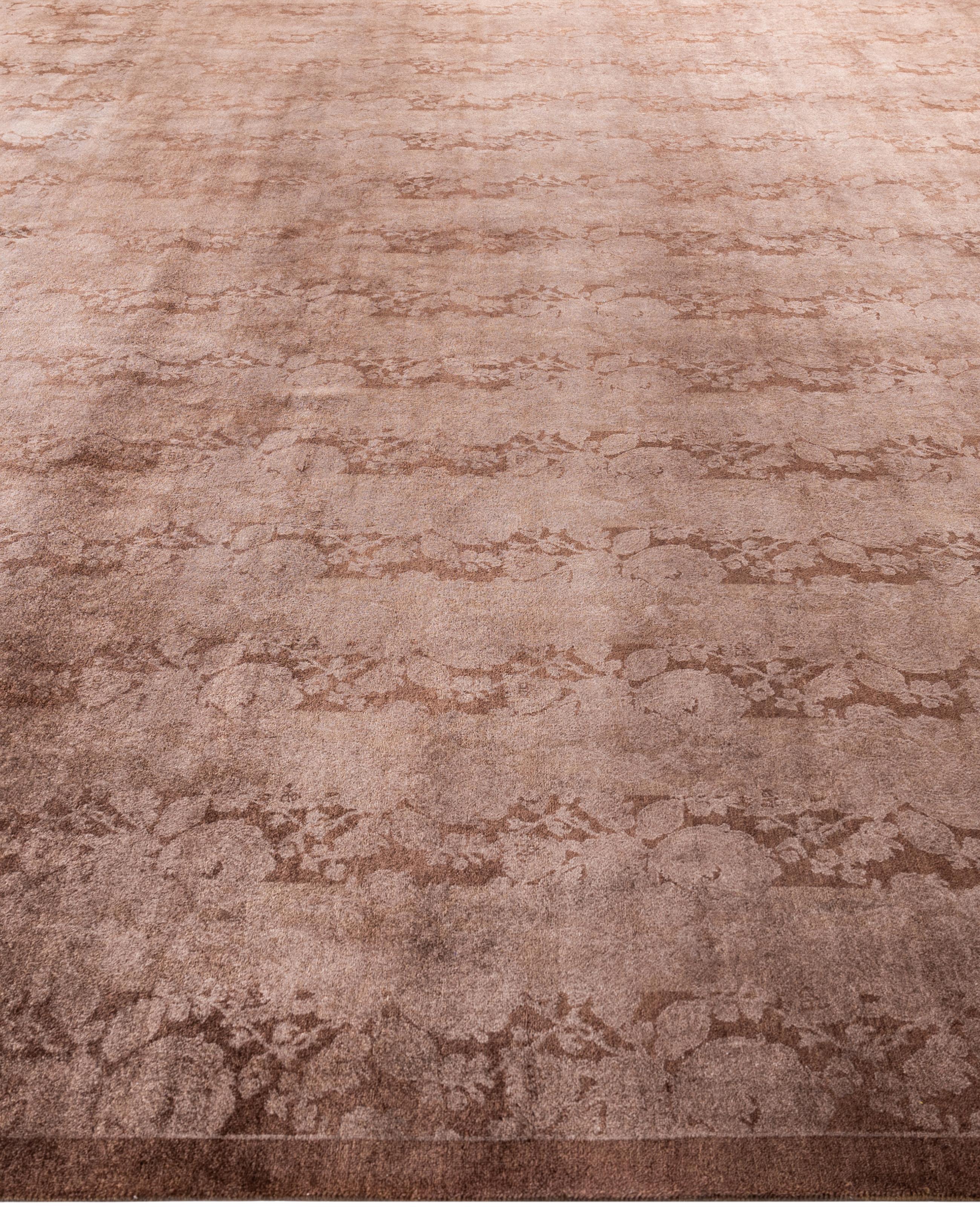 Alfombra cuadrada Overdyed One-of-a-Kind de lana beige 12' 1