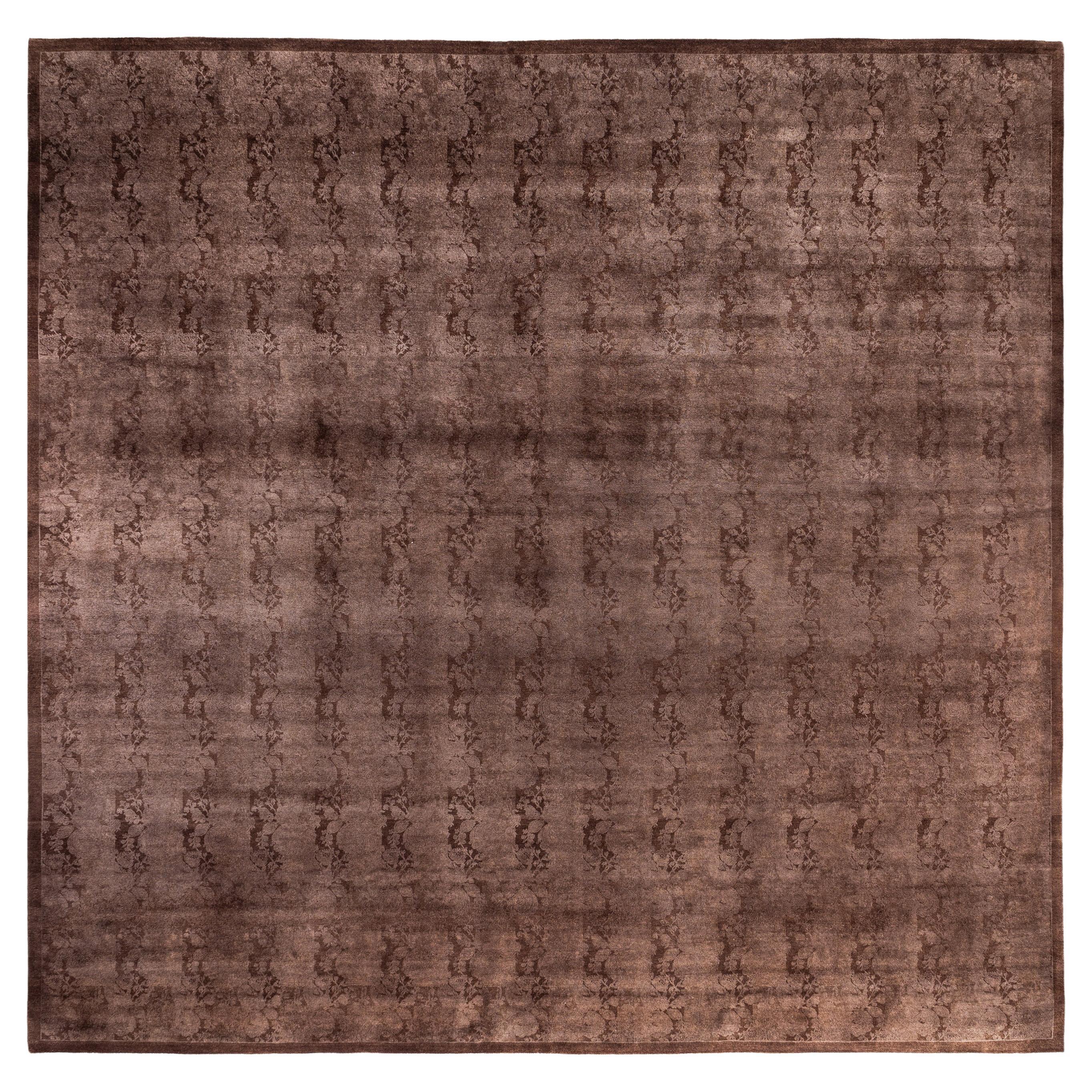 Alfombra cuadrada Overdyed One-of-a-Kind de lana beige 12' 1" x 12' 3" en venta