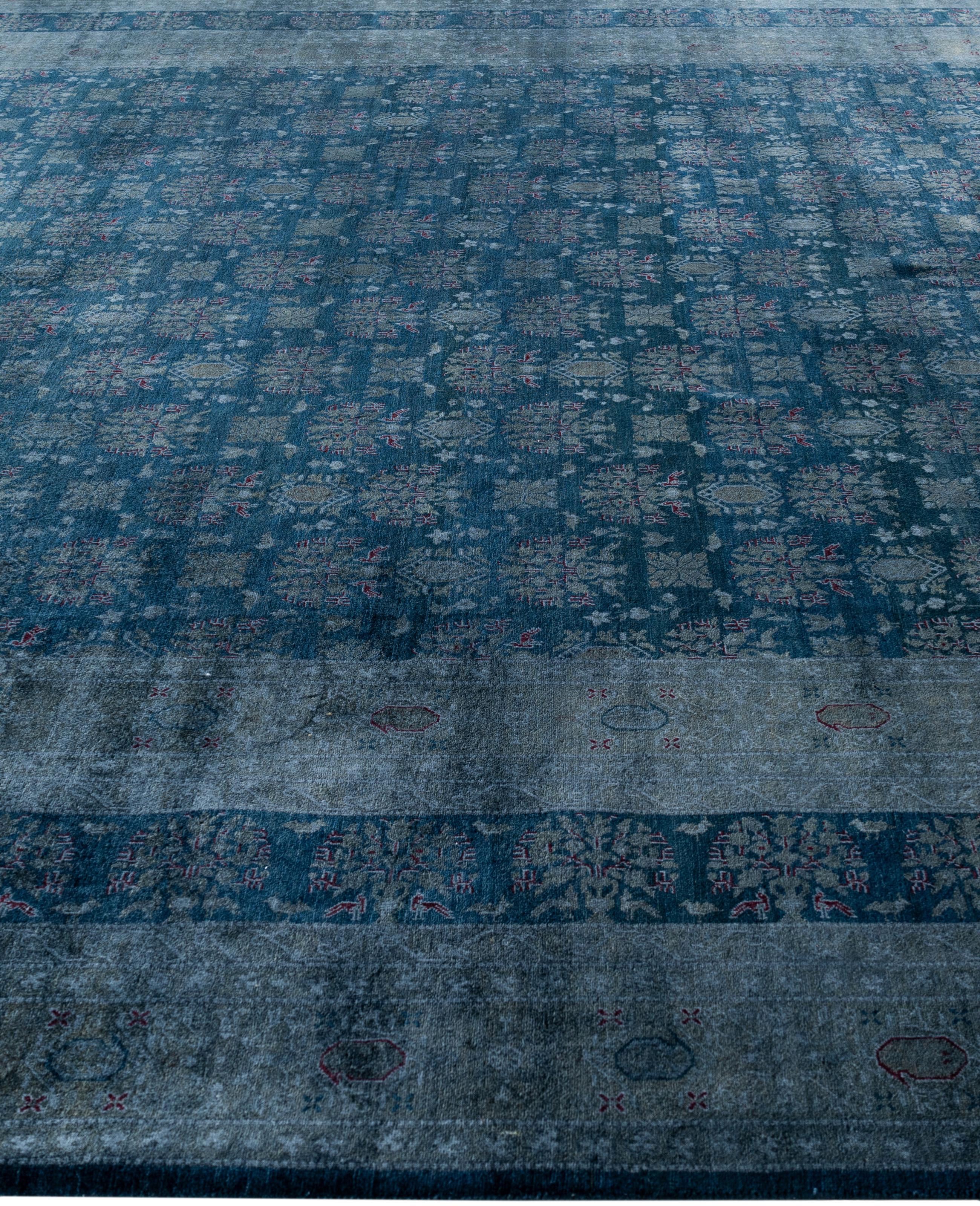 Annodato a mano Tappeto nero Overdyed One-of-a-Kind Wool 10' 0