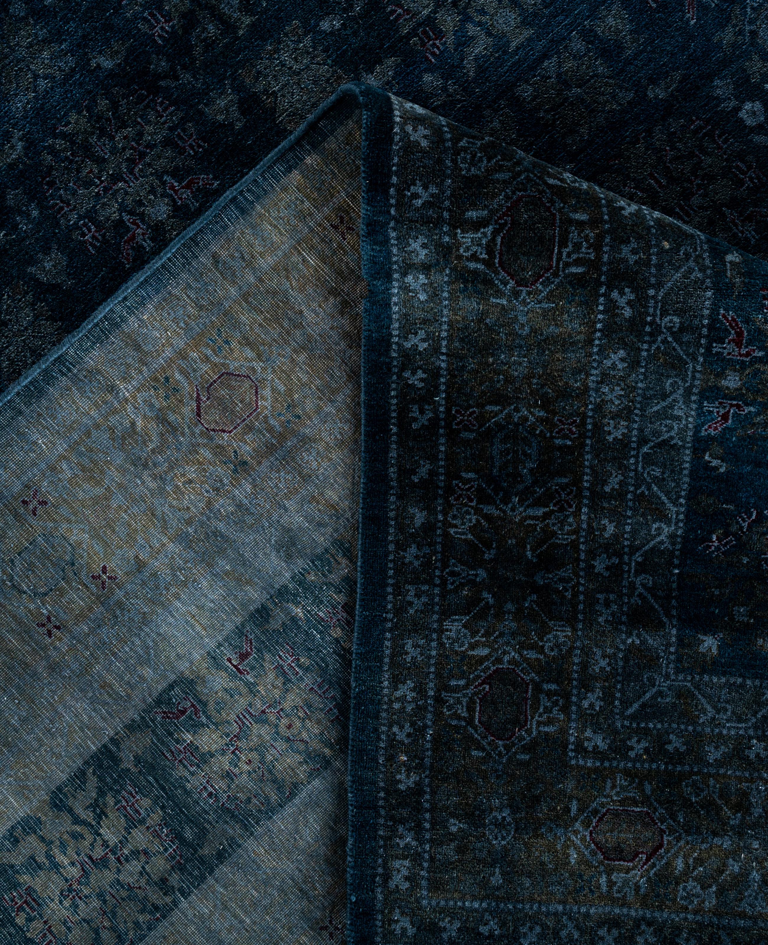 XXI secolo e contemporaneo Tappeto nero Overdyed One-of-a-Kind Wool 10' 0