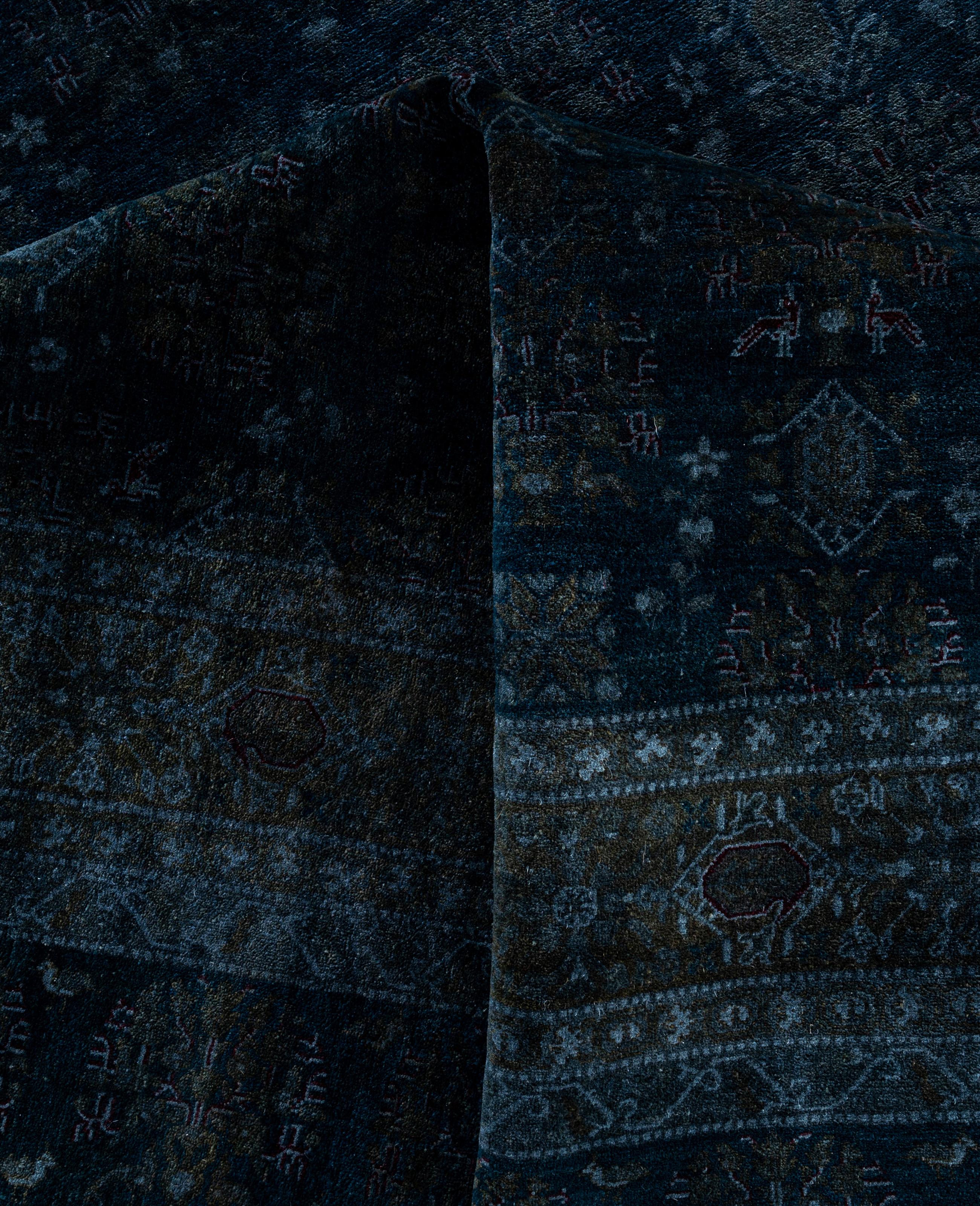 Lana Tappeto nero Overdyed One-of-a-Kind Wool 10' 0