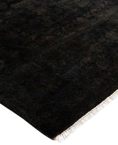 Overdyed Einzigartige Wolle Schwarz Bereich Teppich 10' 0" x 22' 4"