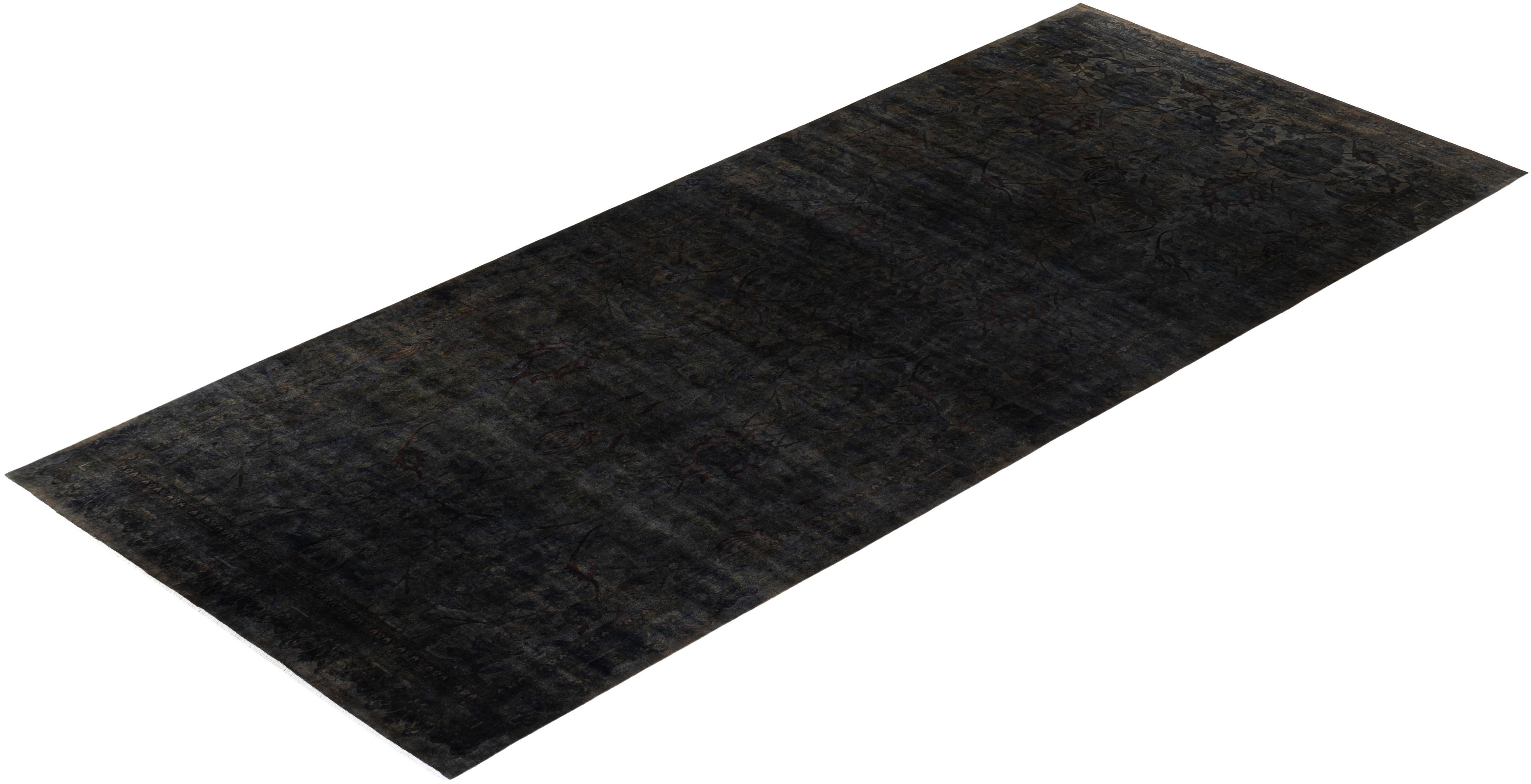 Tappeto d'area nero in lana Overdyed one-of-a-Kind 10' 0