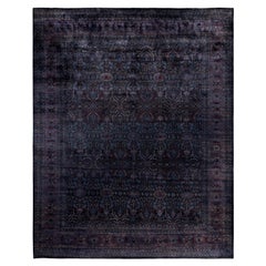 Tapis de zone en laine surteint et unique en son genre, noir 12' 1" x 15' 0"