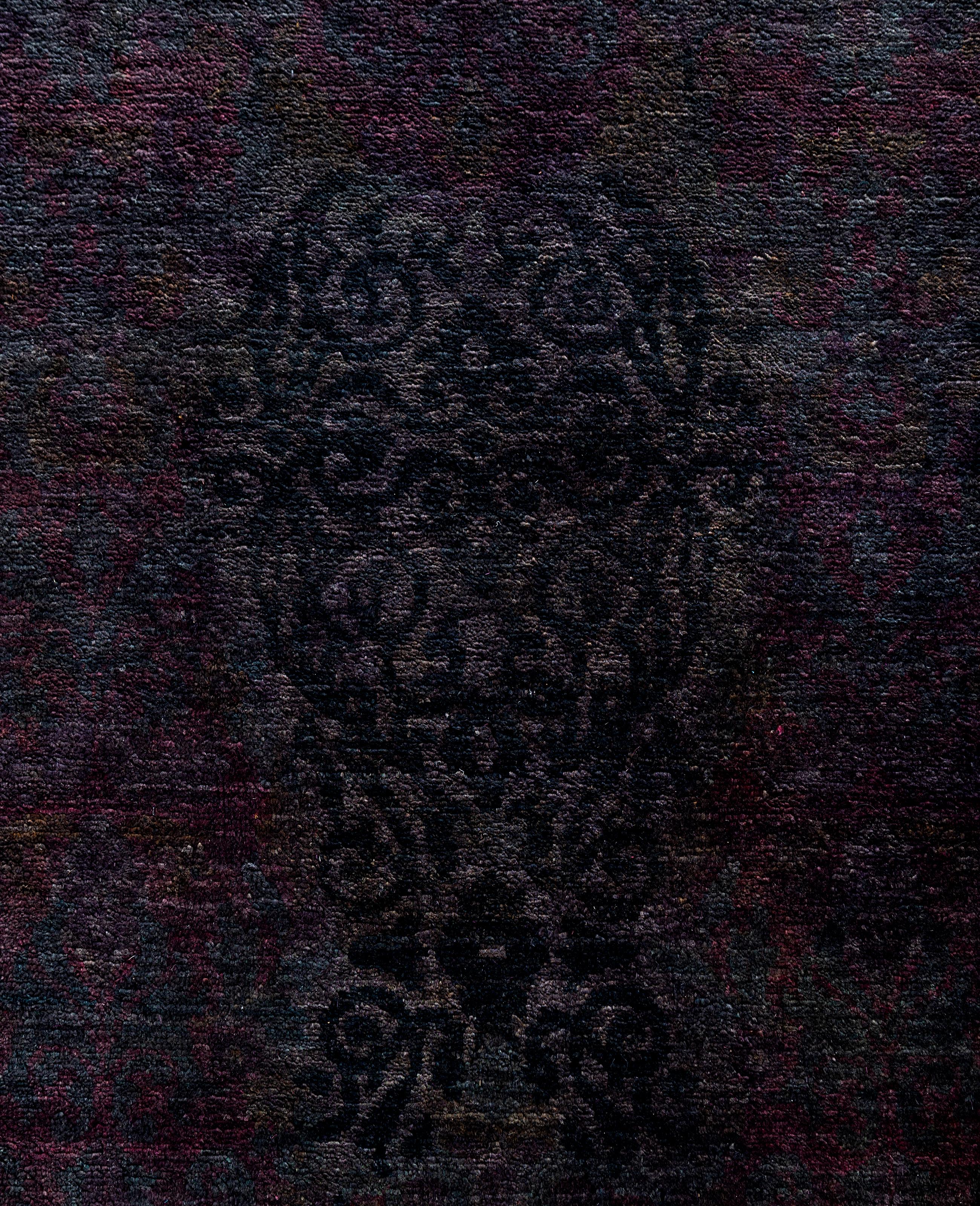 Pakistano Tappeto nero Overdyed One-of-a-Kind Wool 12' 1