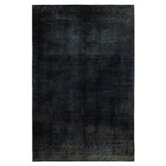Tapis de zone en laine surteint et unique en son genre, noir 12' 2" x 18' 6"
