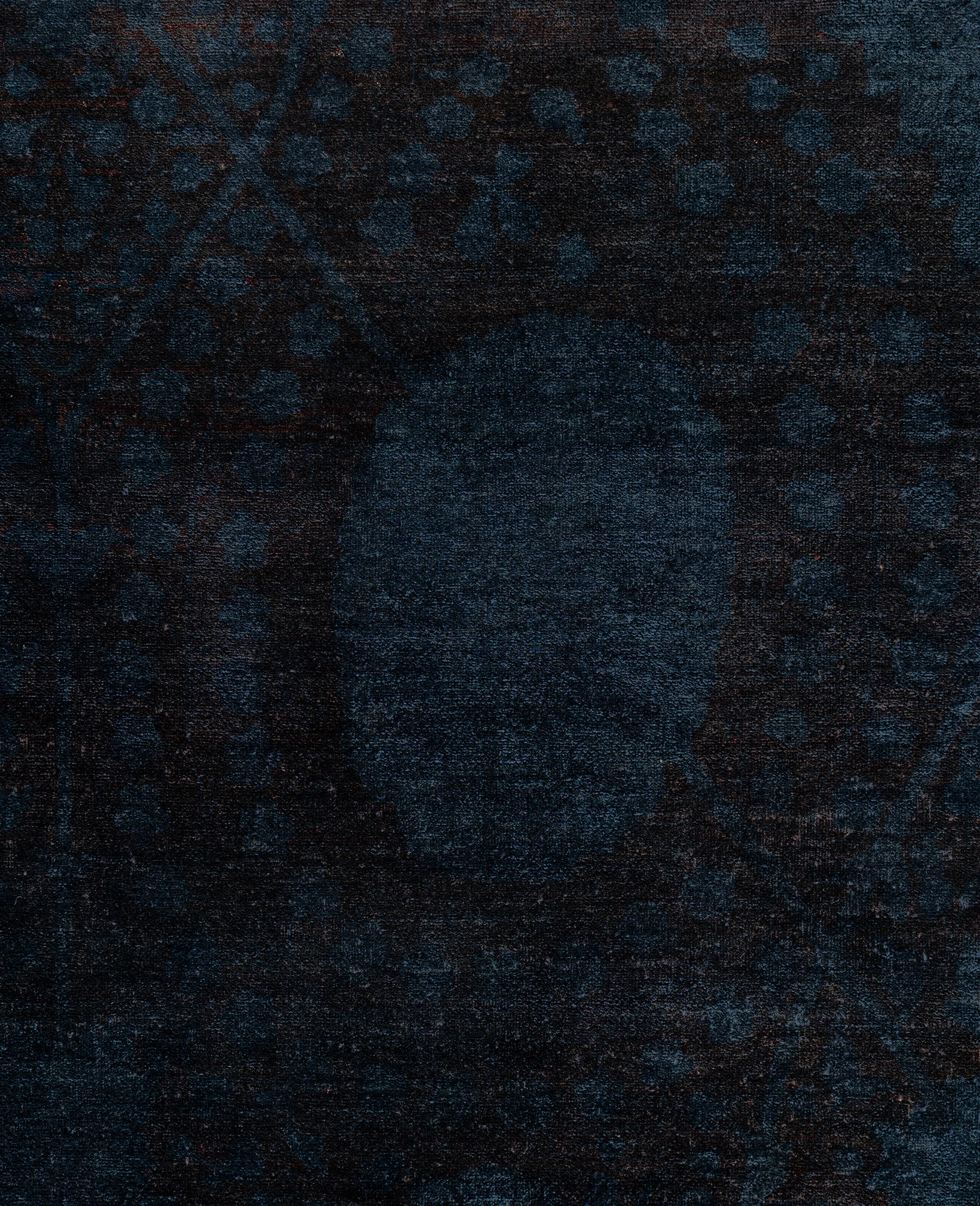 Pakistano Tappeto nero Overdyed One of a-Kind Wool 12' 6