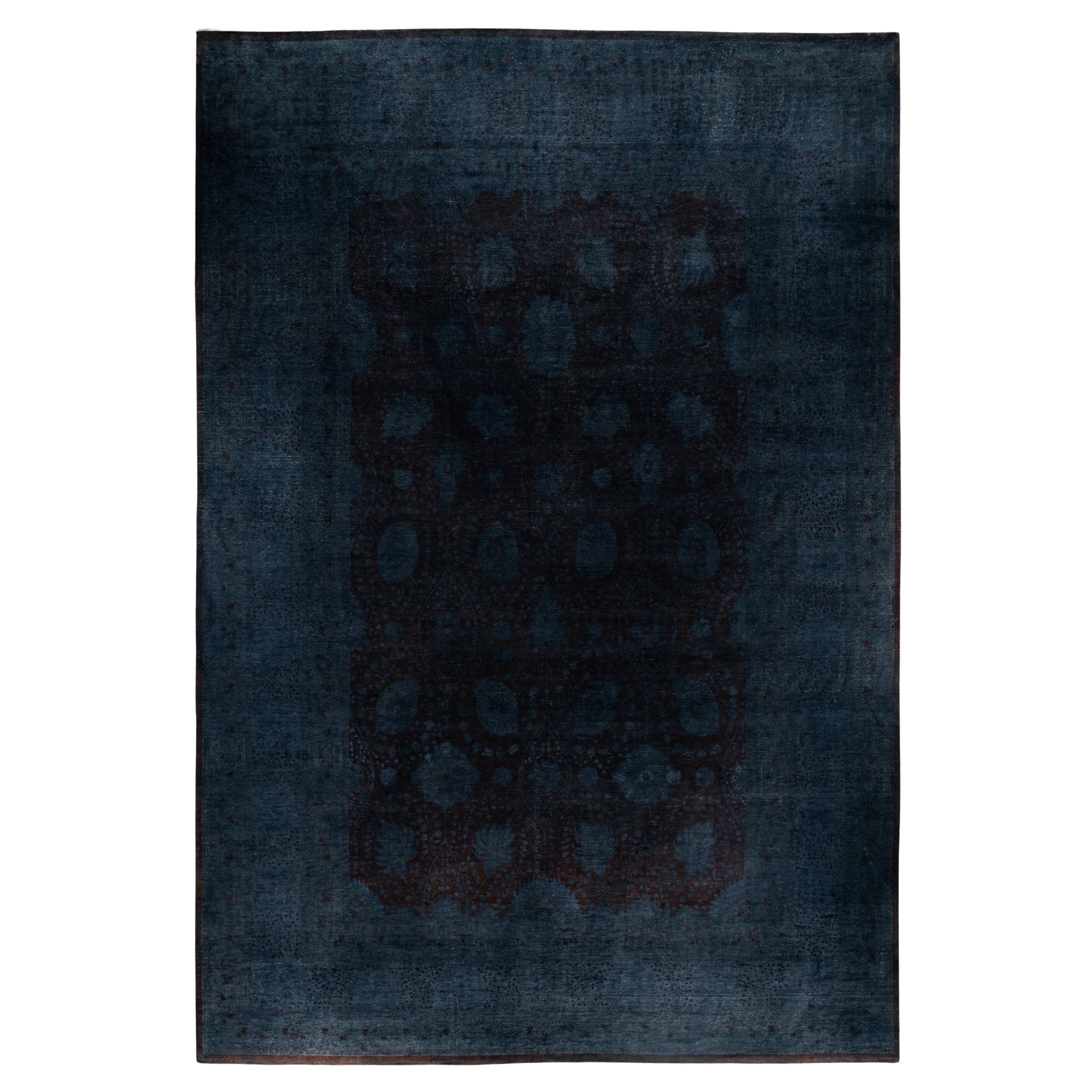 Tappeto nero Overdyed One of a-Kind Wool 12' 6" x 16' 0"