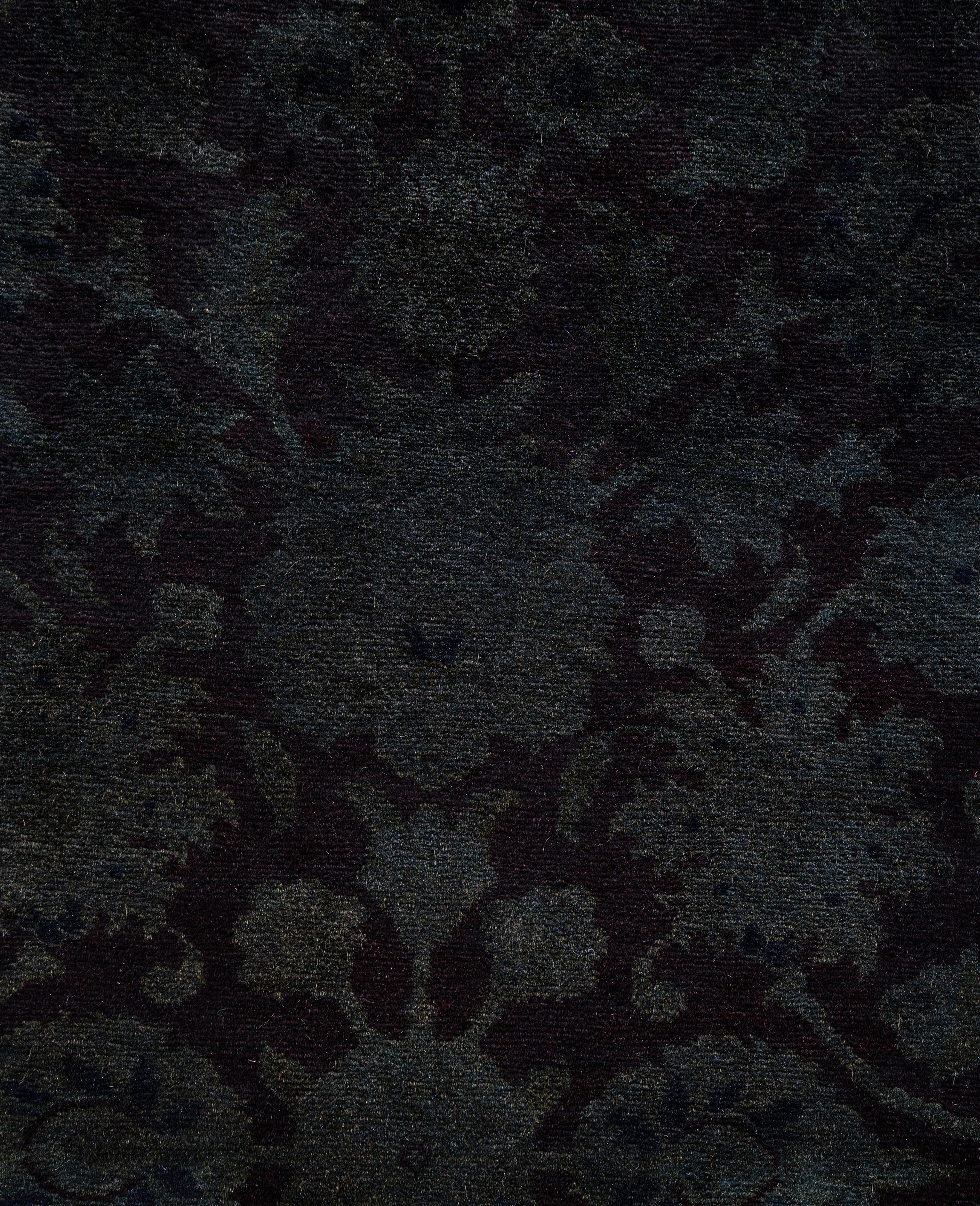 Pakistani Overdyed One-of-a-Kind Wool Black Area Rug 3' 2