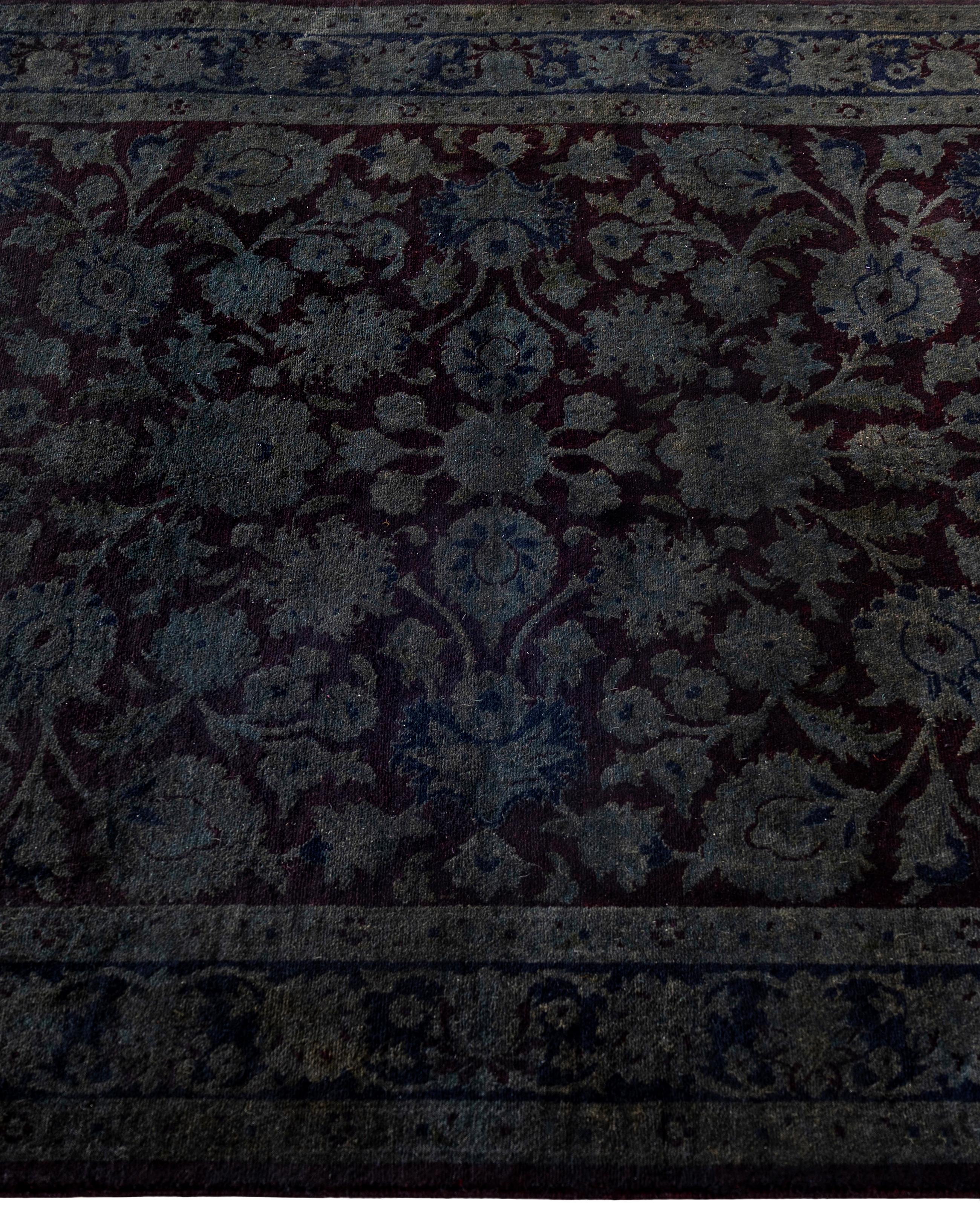 Hand-Knotted Overdyed One-of-a-Kind Wool Black Area Rug 3' 2