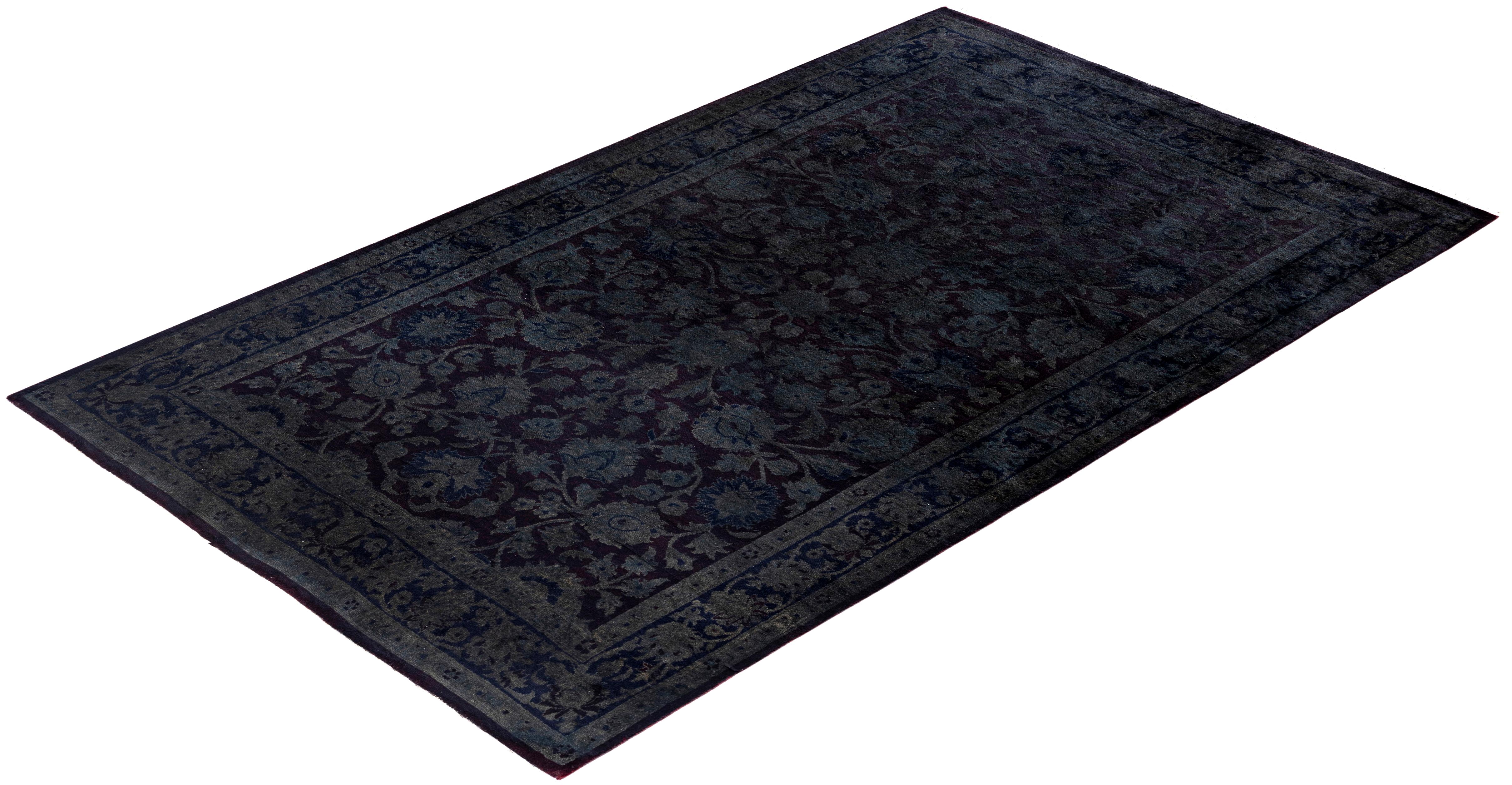 Overdyed One-of-a-Kind Wool Black Area Rug 3' 2
