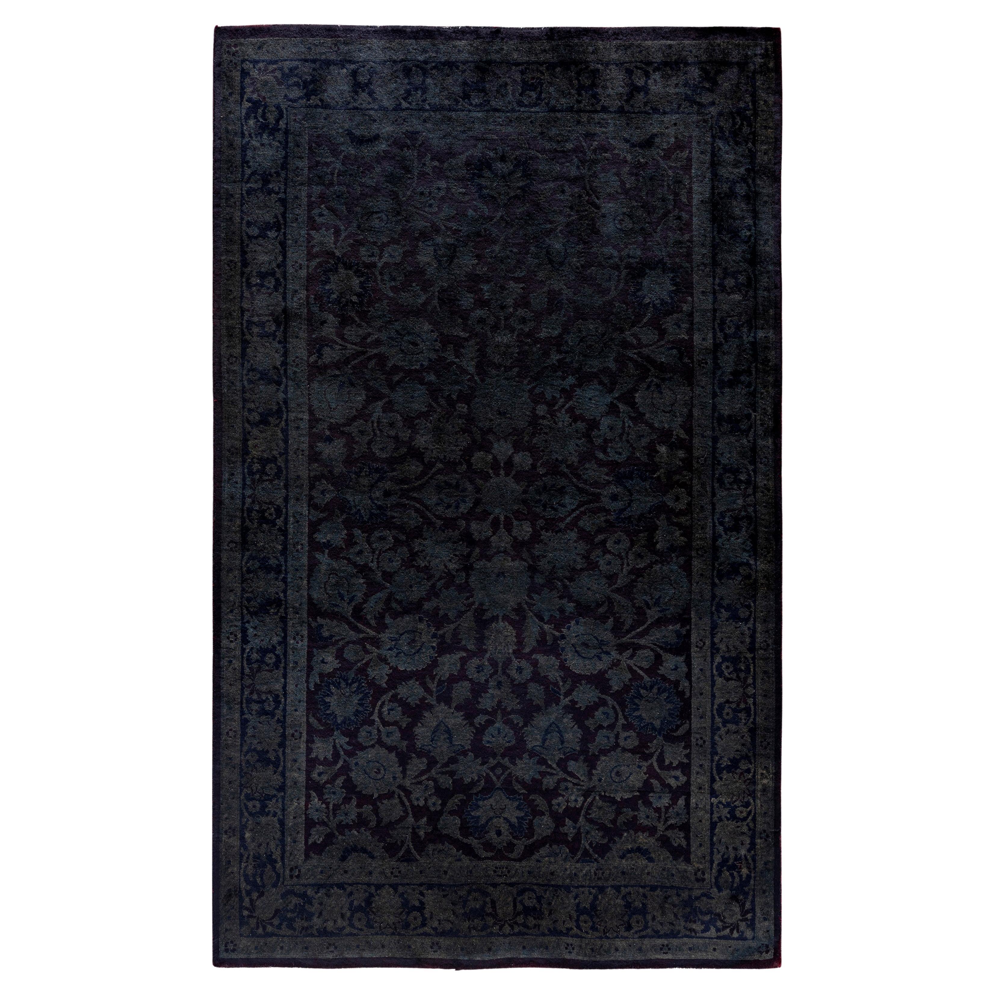 Overdyed One-of-a-Kind Wool Black Area Rug 3' 2" x 5' 2" For Sale