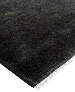 Overdyed One-of-a-Kind Wool Black Area Rug 4' 9" x 7' 2"