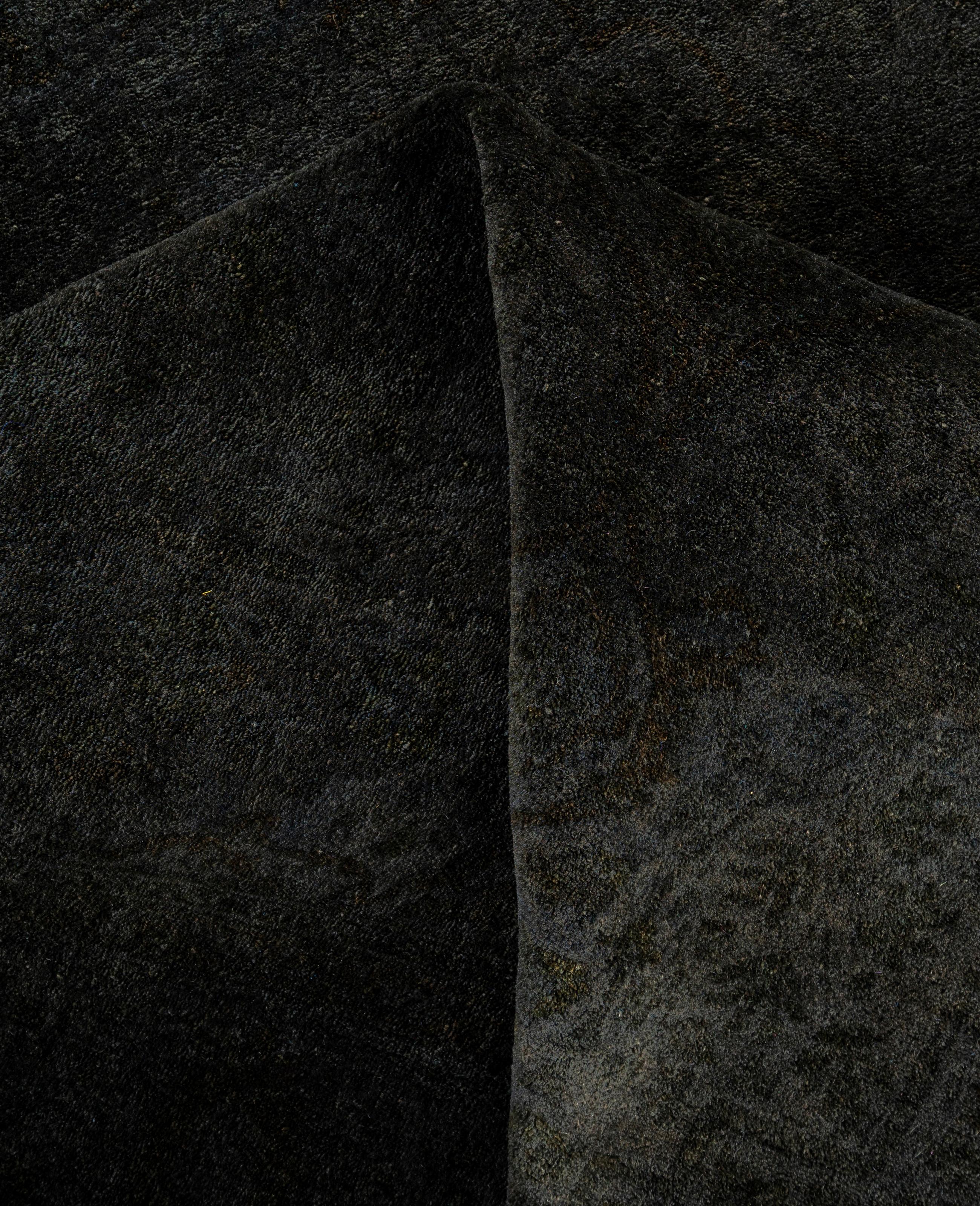 Lana Tappeto nero Overdyed One-of-a-Kind Wool 4' 9