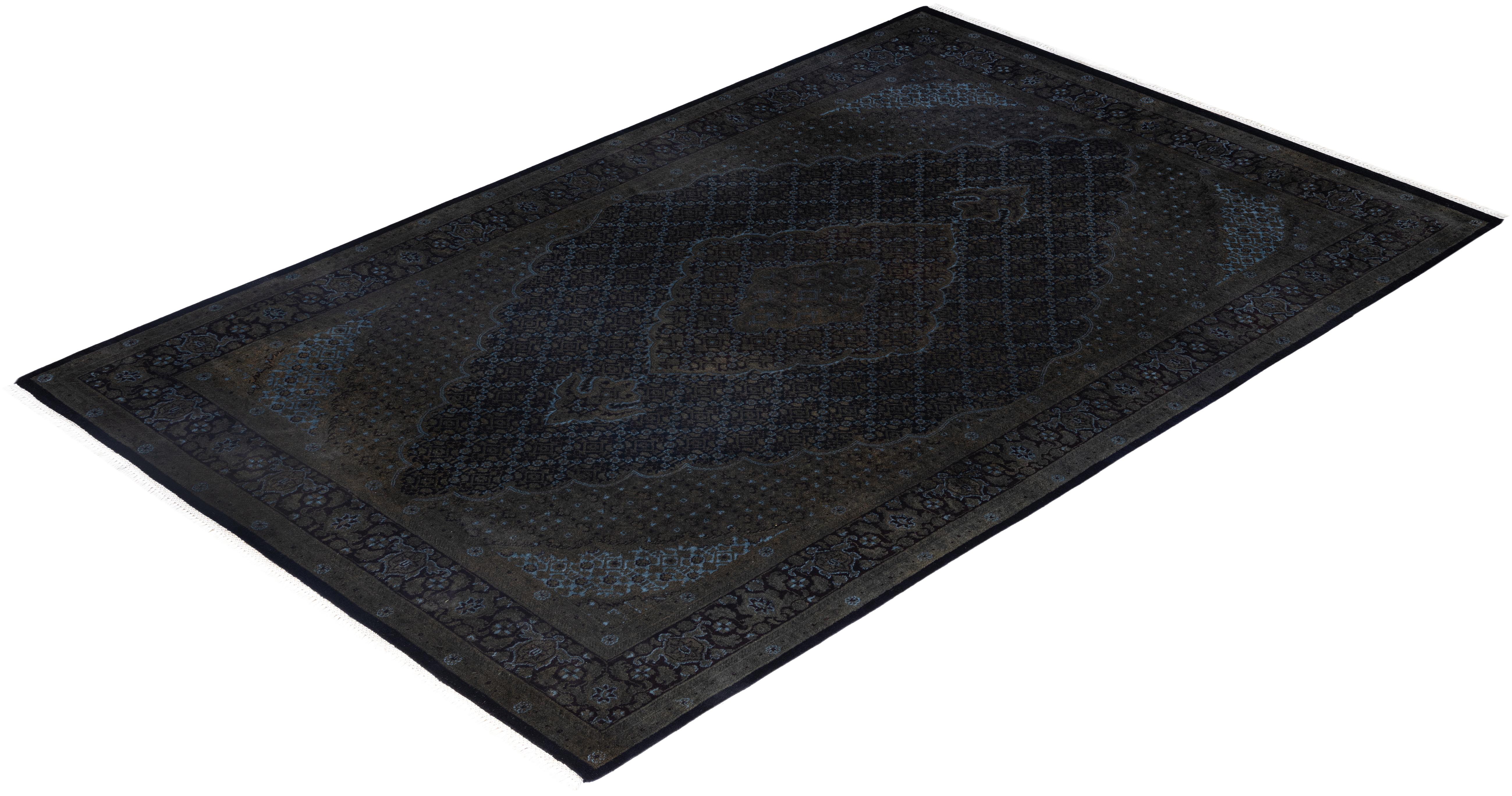 Alfombra de lana Overdyed One-of-a-Kind Negro 6' 0