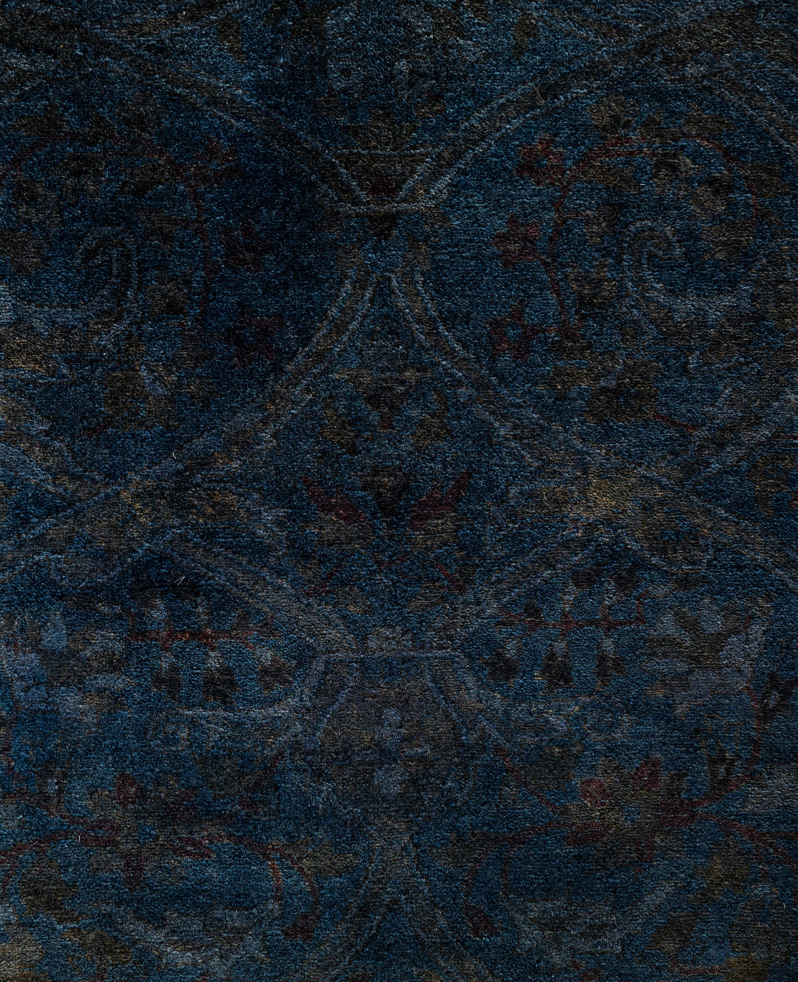 Pakistano Tappeto nero Overdyed One of a-Kind Wool 6' 1