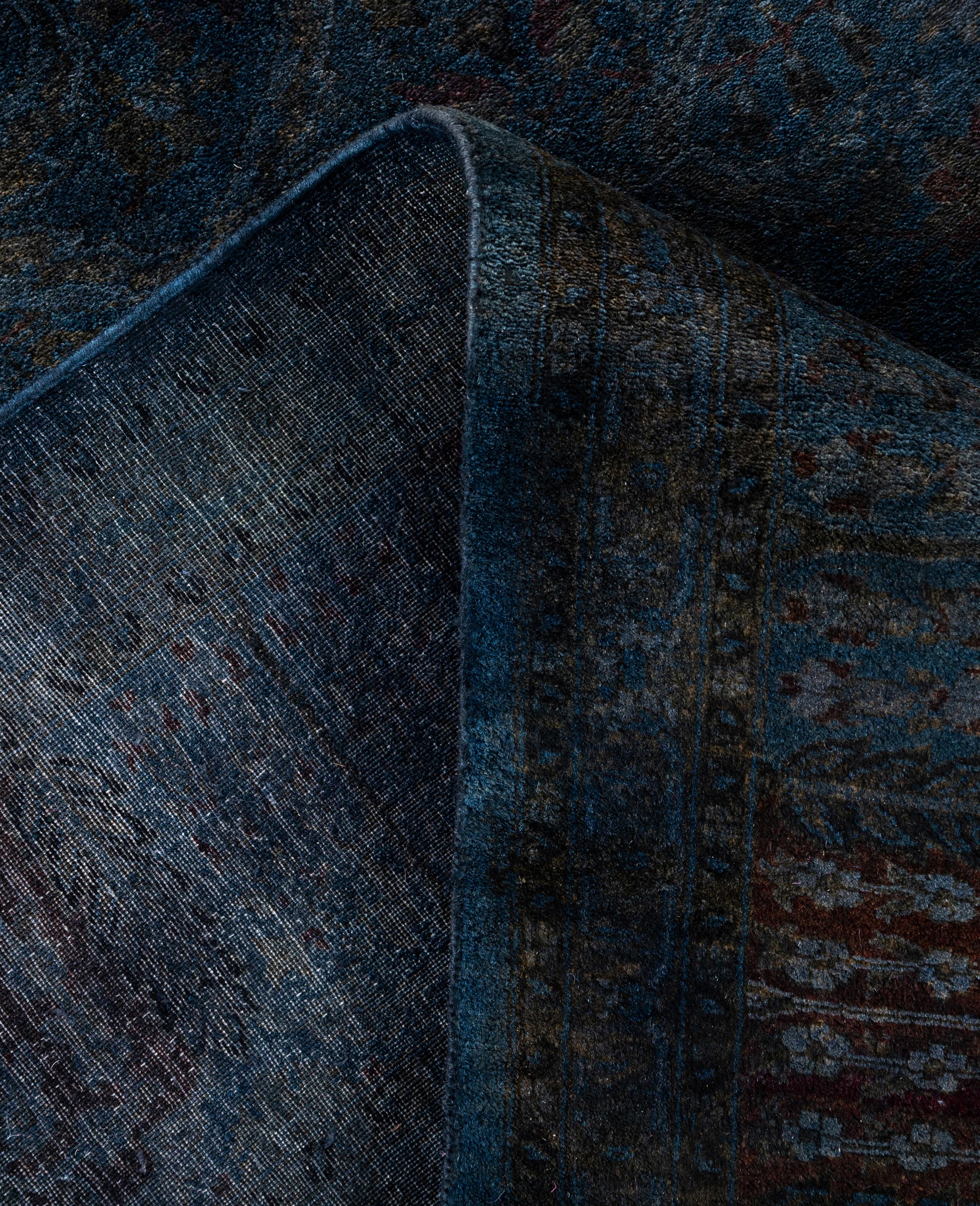 XXI secolo e contemporaneo Tappeto nero Overdyed One of a-Kind Wool 6' 1