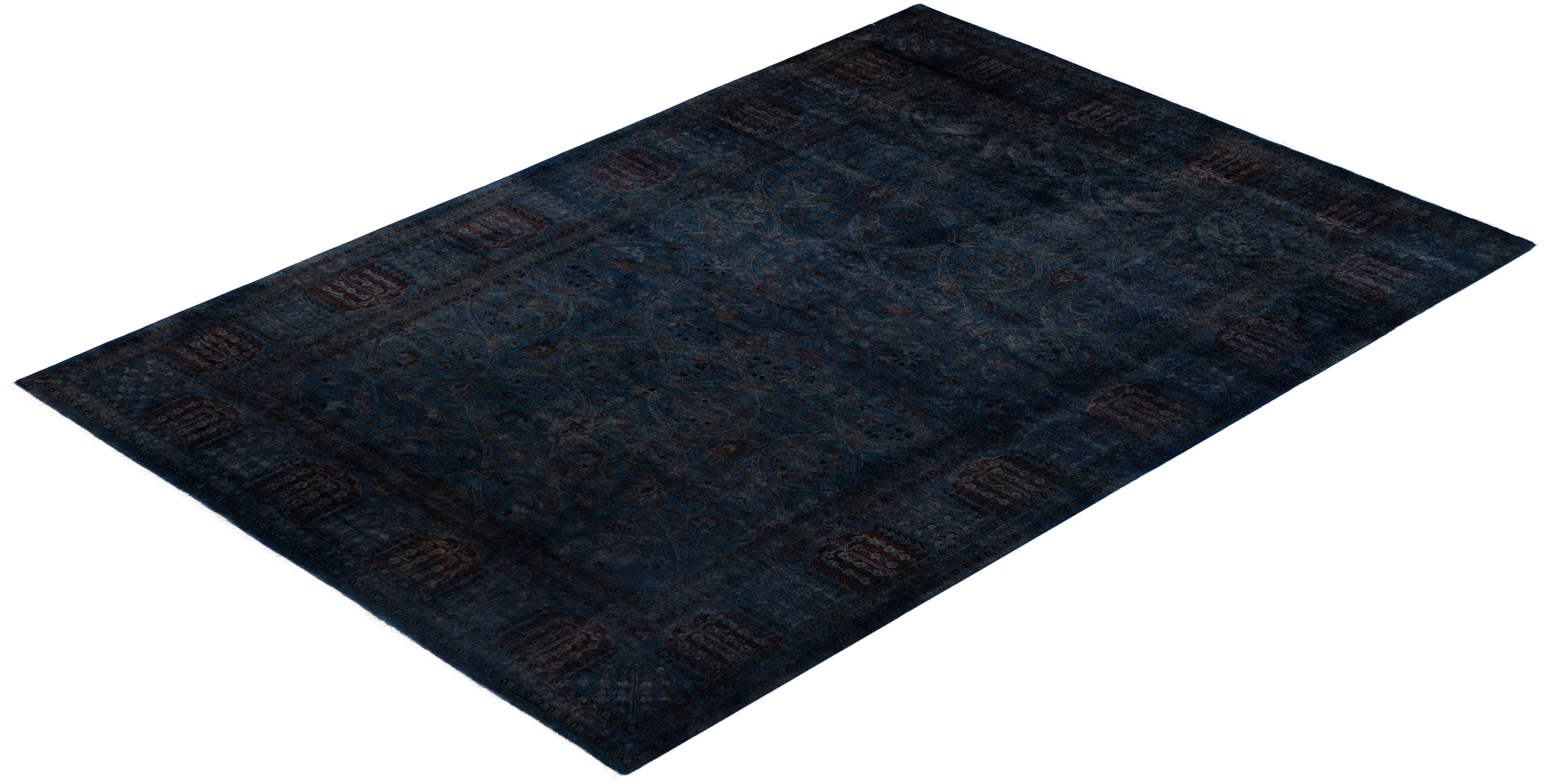 Tappeto nero Overdyed One of a-Kind Wool 6' 1