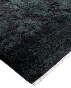 Overdyed One-of-a-Kind Wool Black Area Rug 8' 10" x 11' 6"