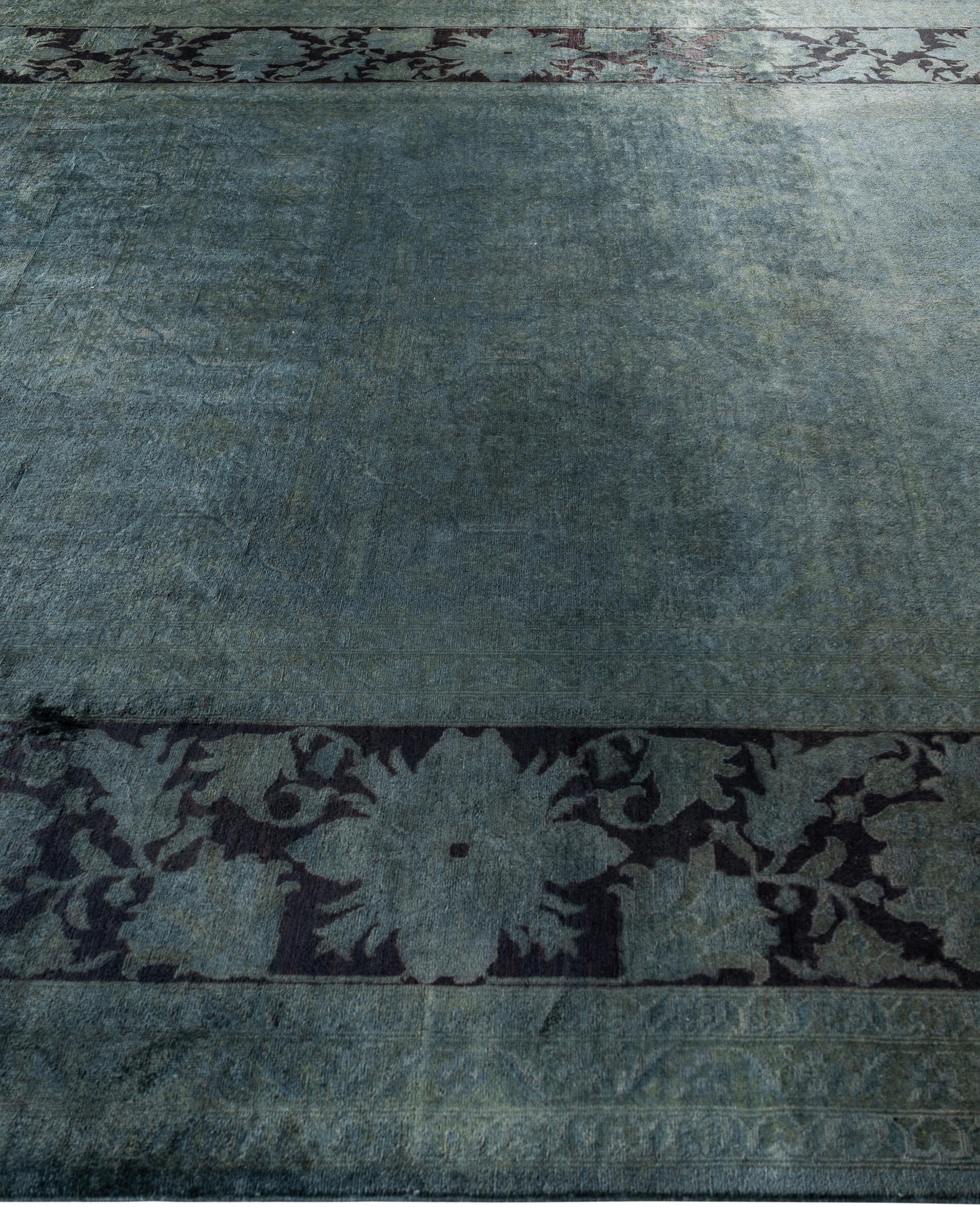 Annodato a mano Tappeto nero Overdyed One-of-a-Kind Wool 8' 10