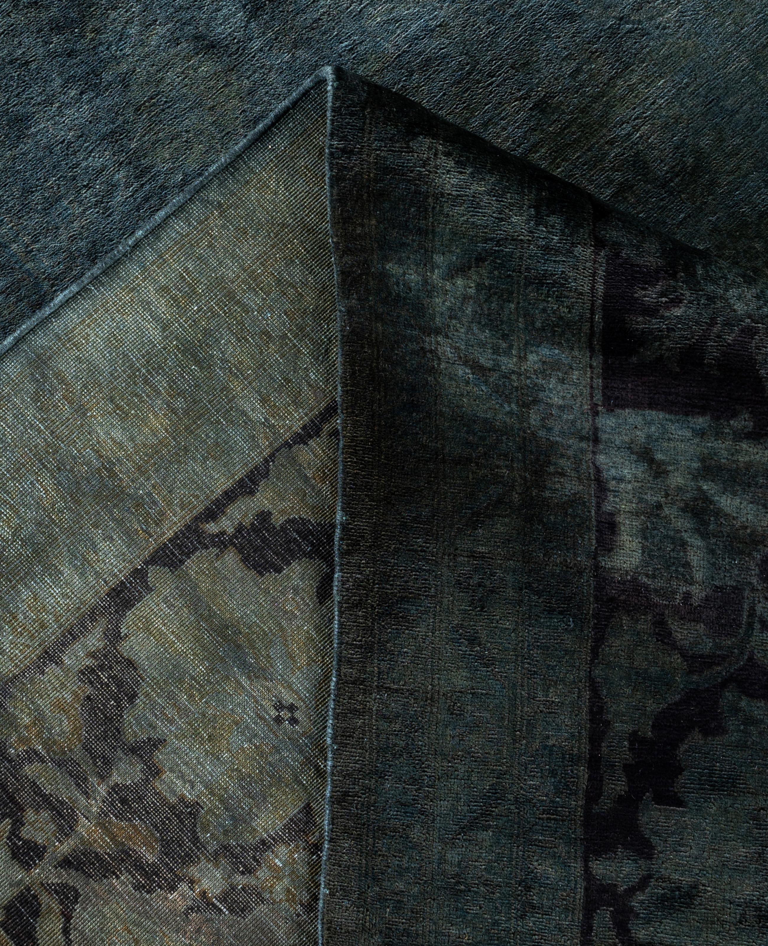 XXI secolo e contemporaneo Tappeto nero Overdyed One-of-a-Kind Wool 8' 10