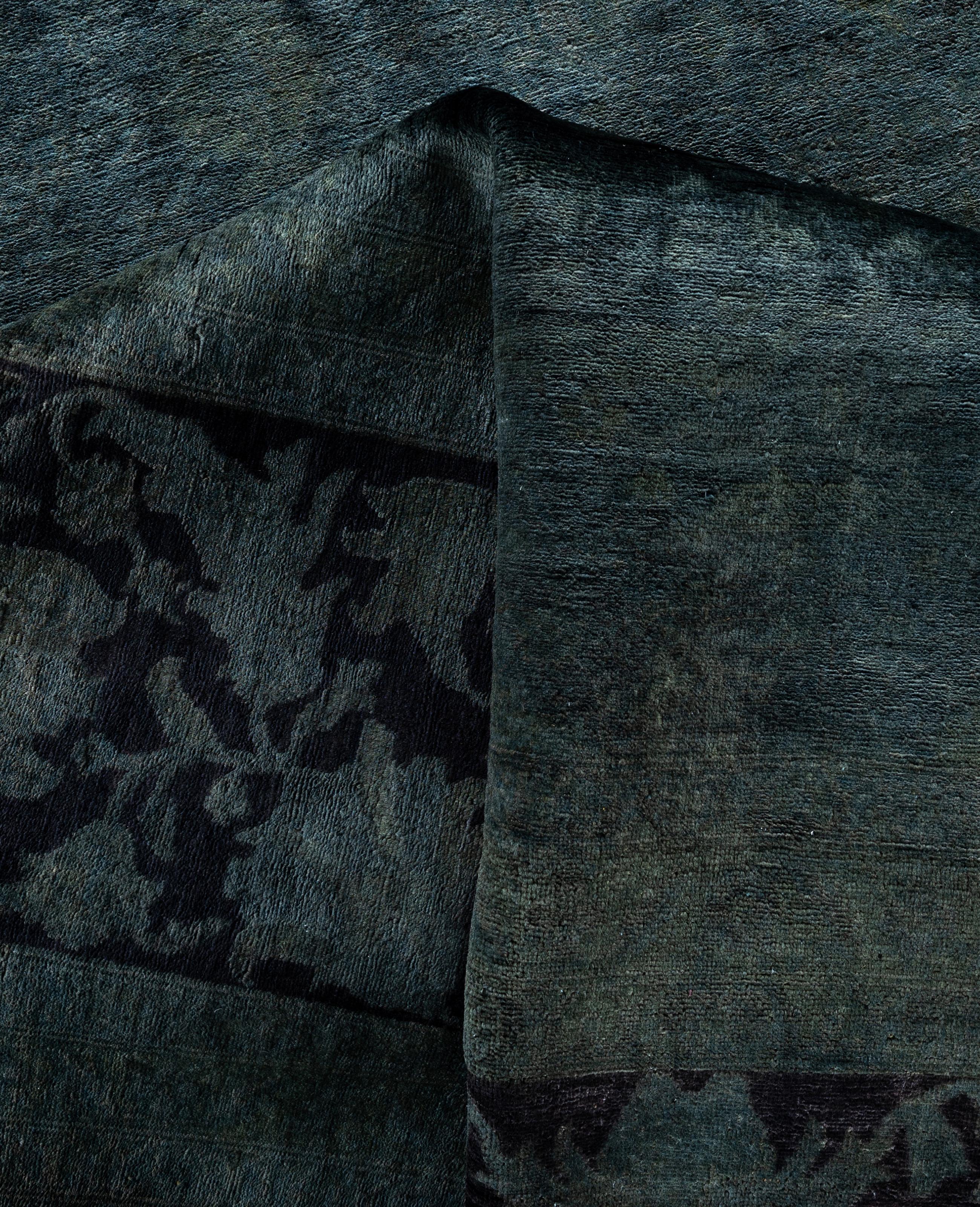 Lana Tappeto nero Overdyed One-of-a-Kind Wool 8' 10