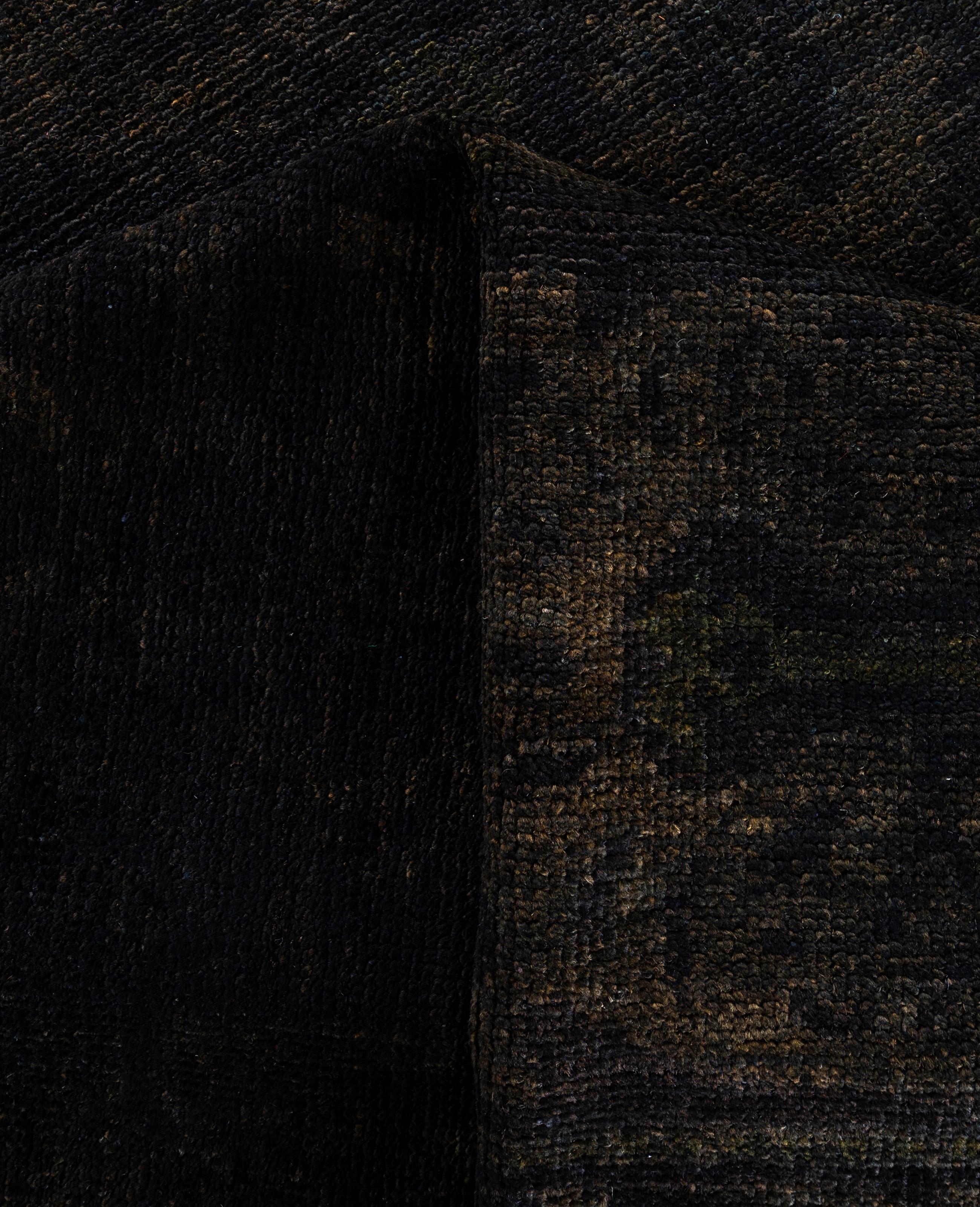 Overdyed Einzigartige Wolle Schwarz Bereich Teppich 8' 7