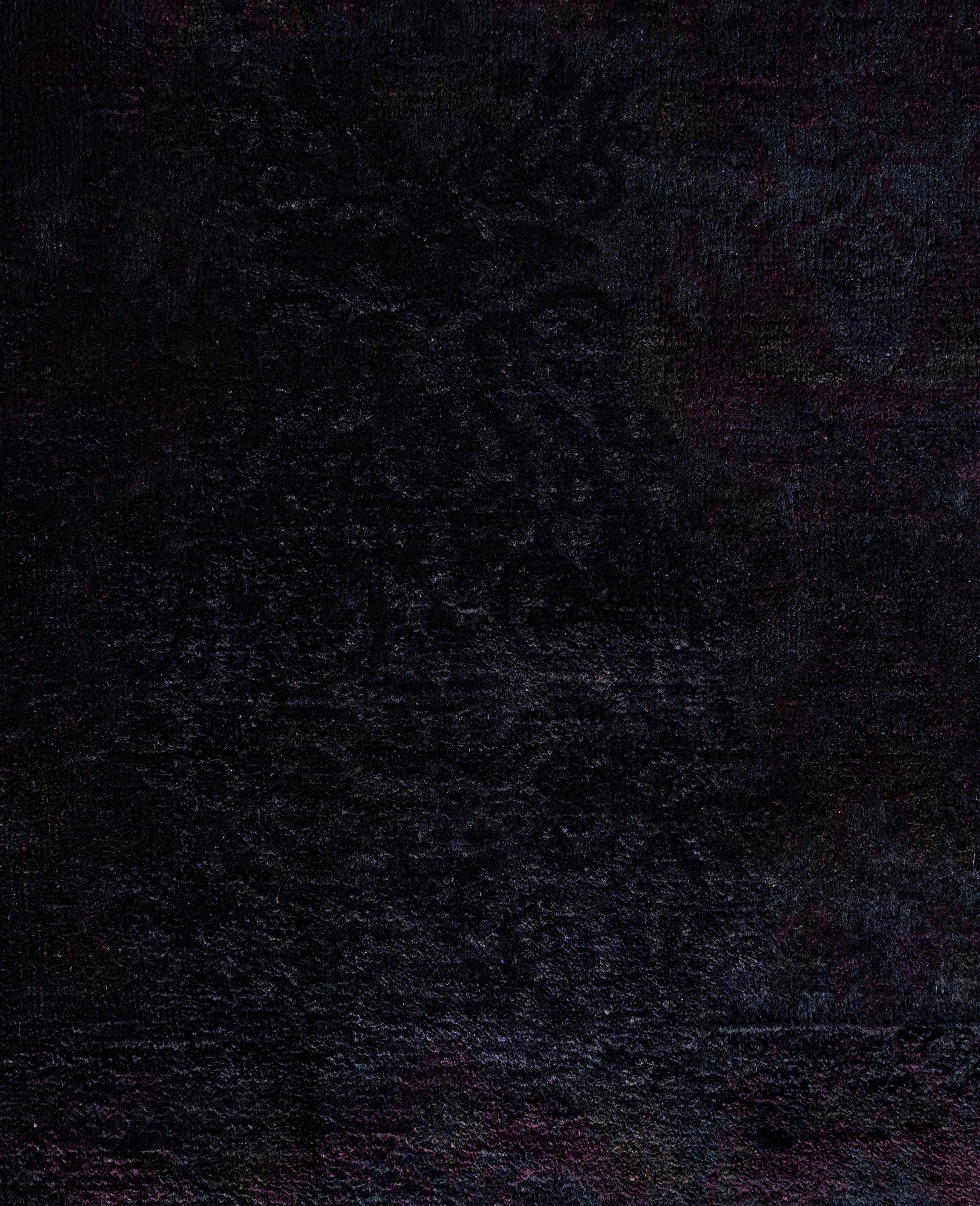 Pakistani Overdyed One-of-a-Kind Wool Black Area Rug 9' 10