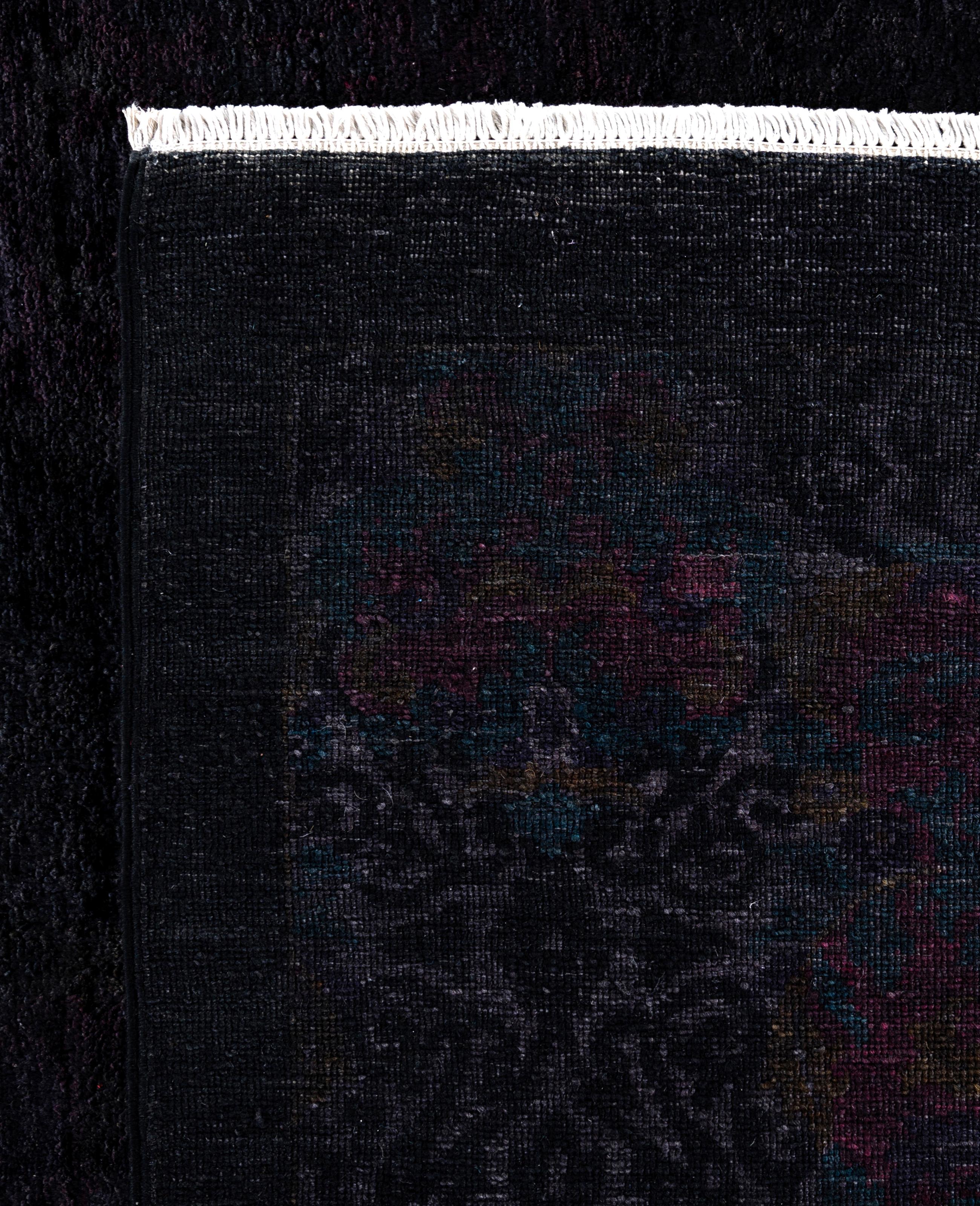 Overdyed One-of-a-Kind Wool Black Area Rug 9' 10