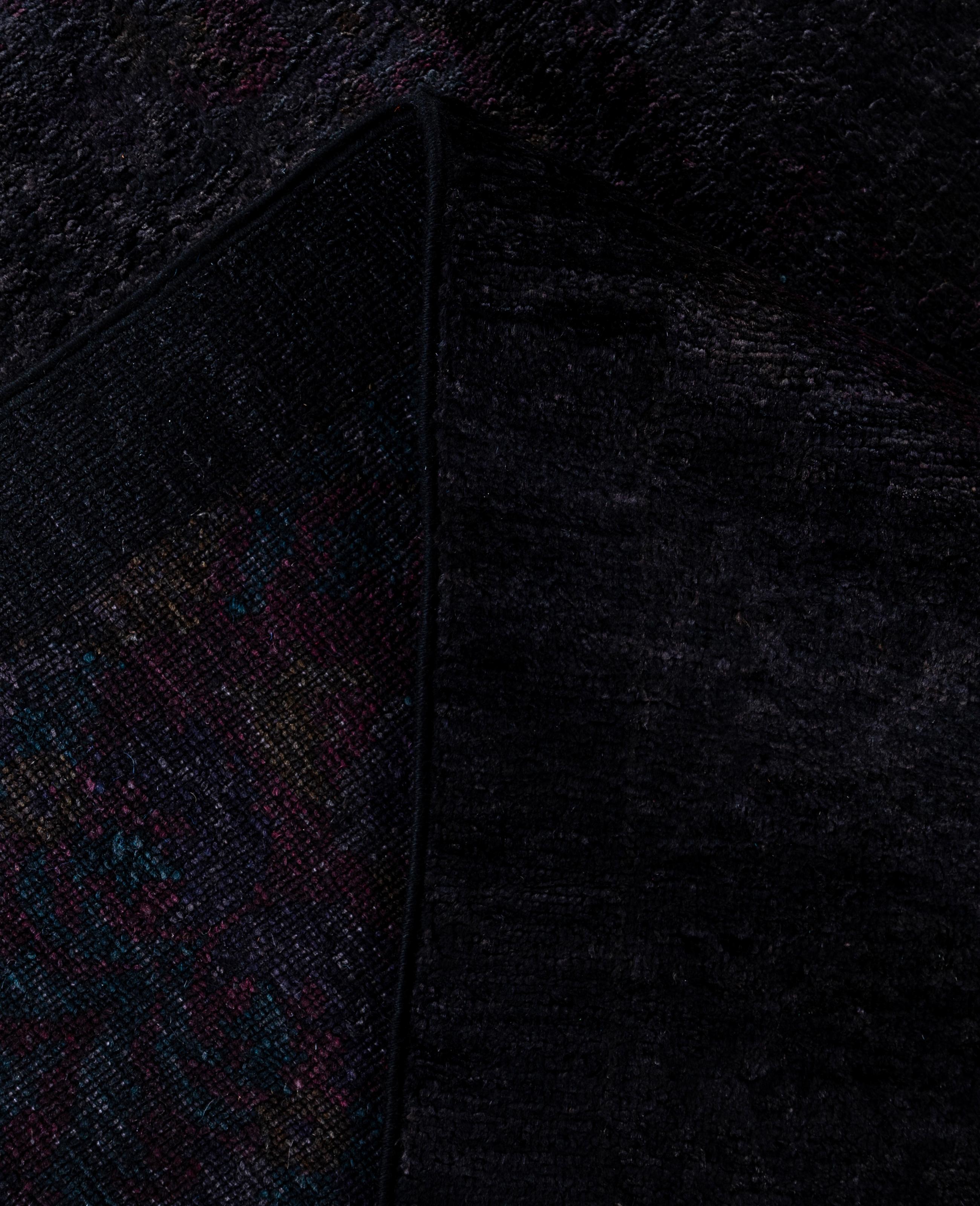 Contemporary Overdyed One-of-a-Kind Wool Black Area Rug 9' 10