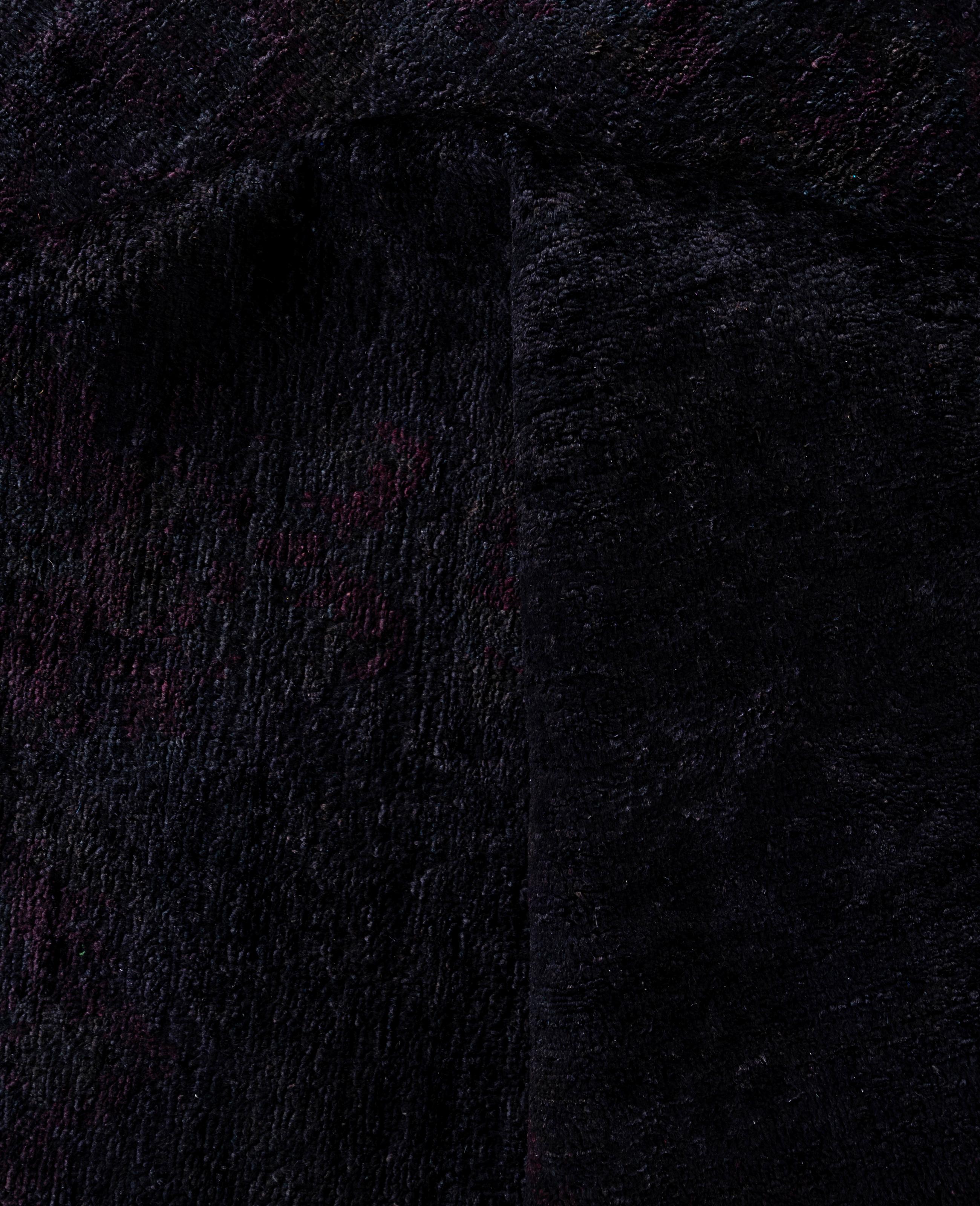Overdyed One-of-a-Kind Wool Black Area Rug 9' 10