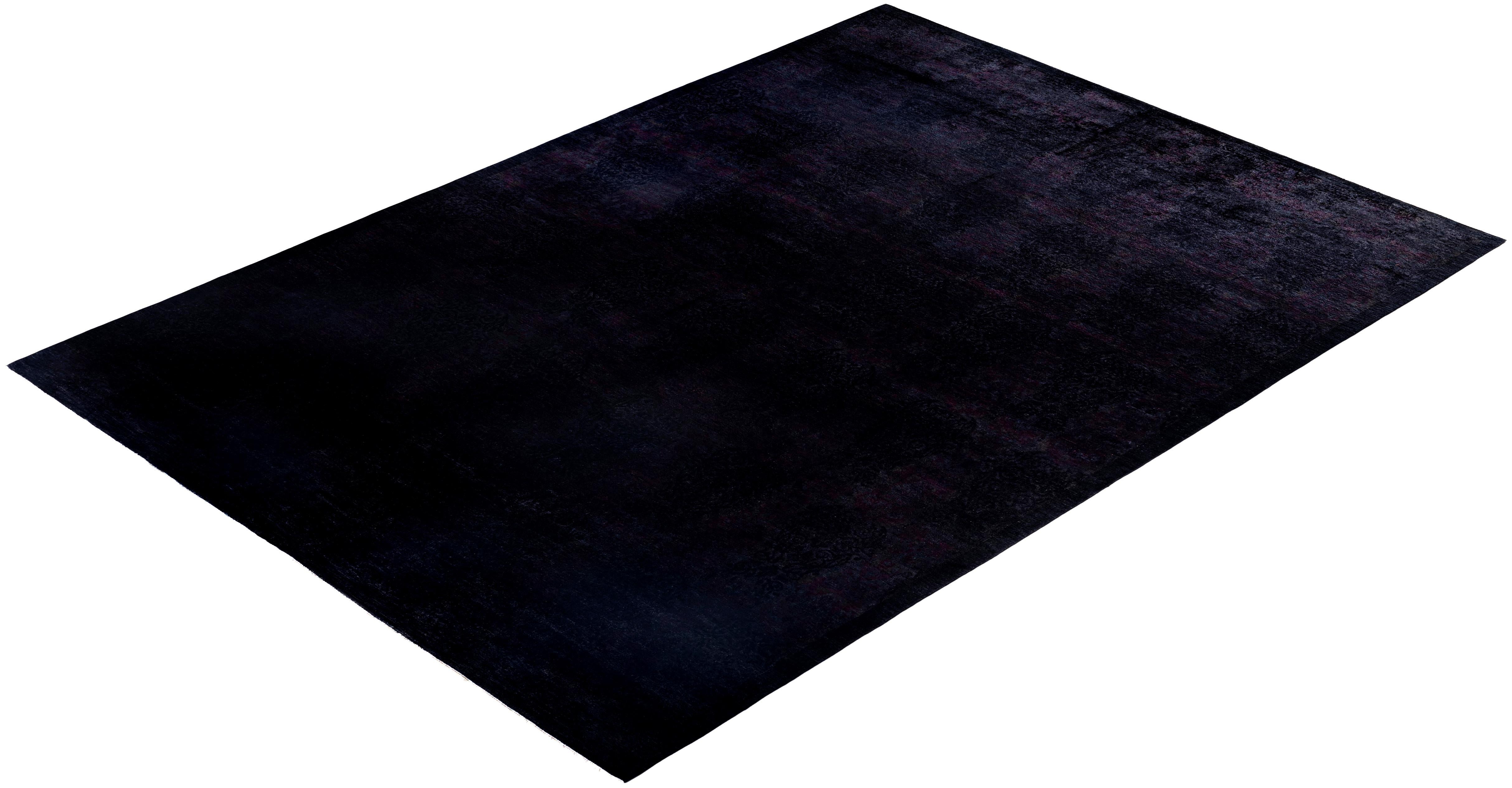 Overdyed One-of-a-Kind Wool Black Area Rug 9' 10