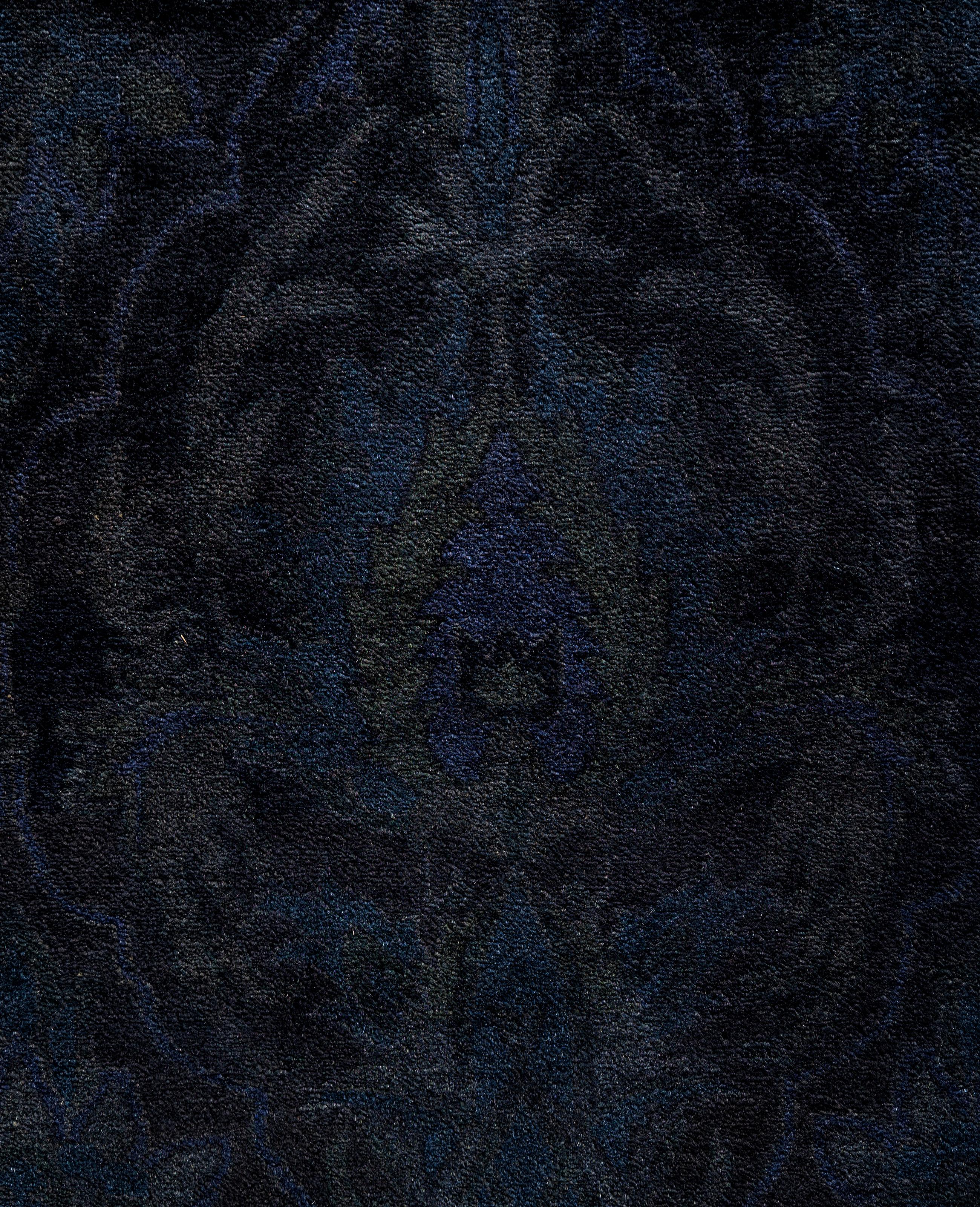 Pakistanais Tapis de zone en laine surteint et unique en son genre noir 9' 2