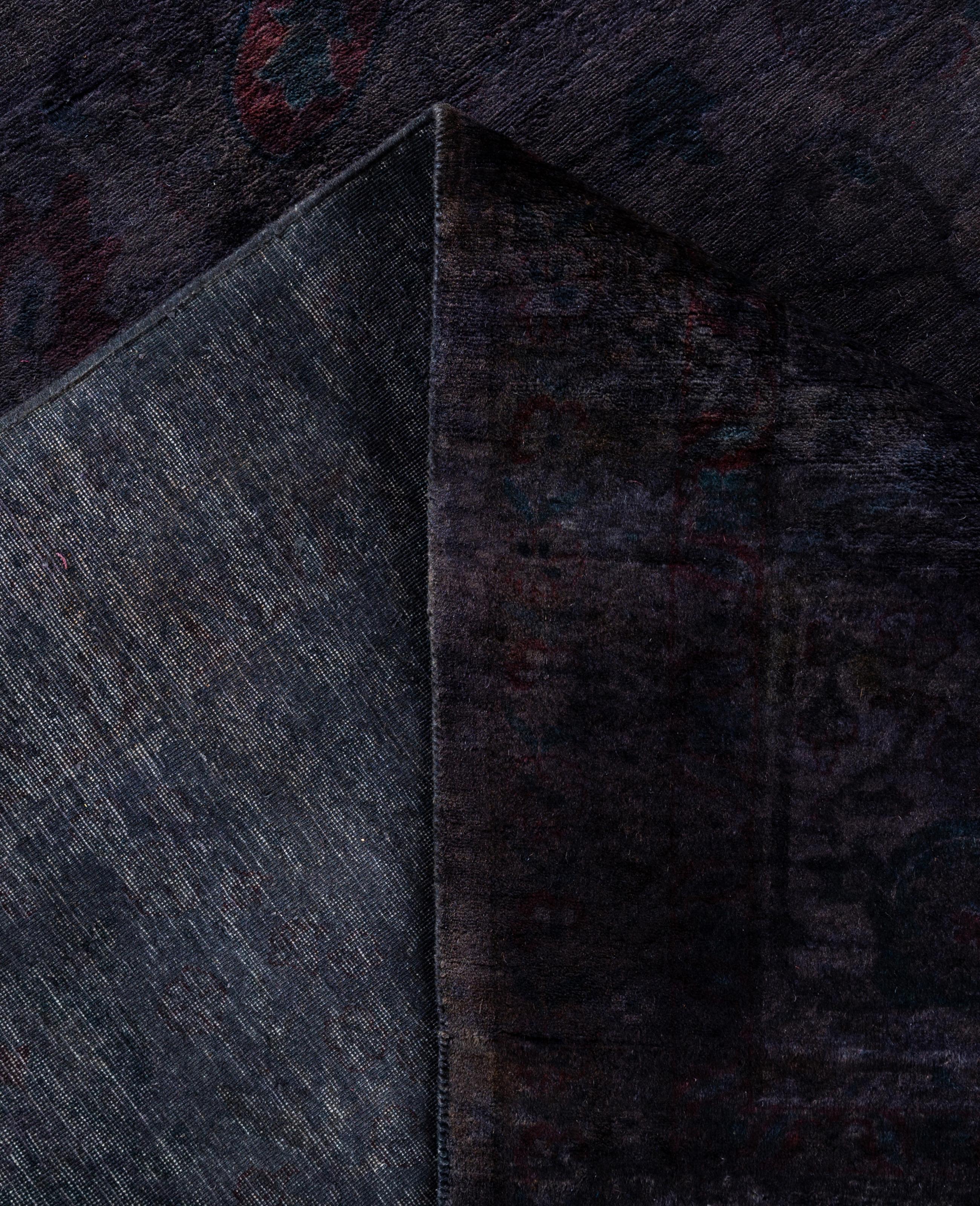 Overdyed Einzigartige Wolle Schwarz Bereich Teppich 9' 2