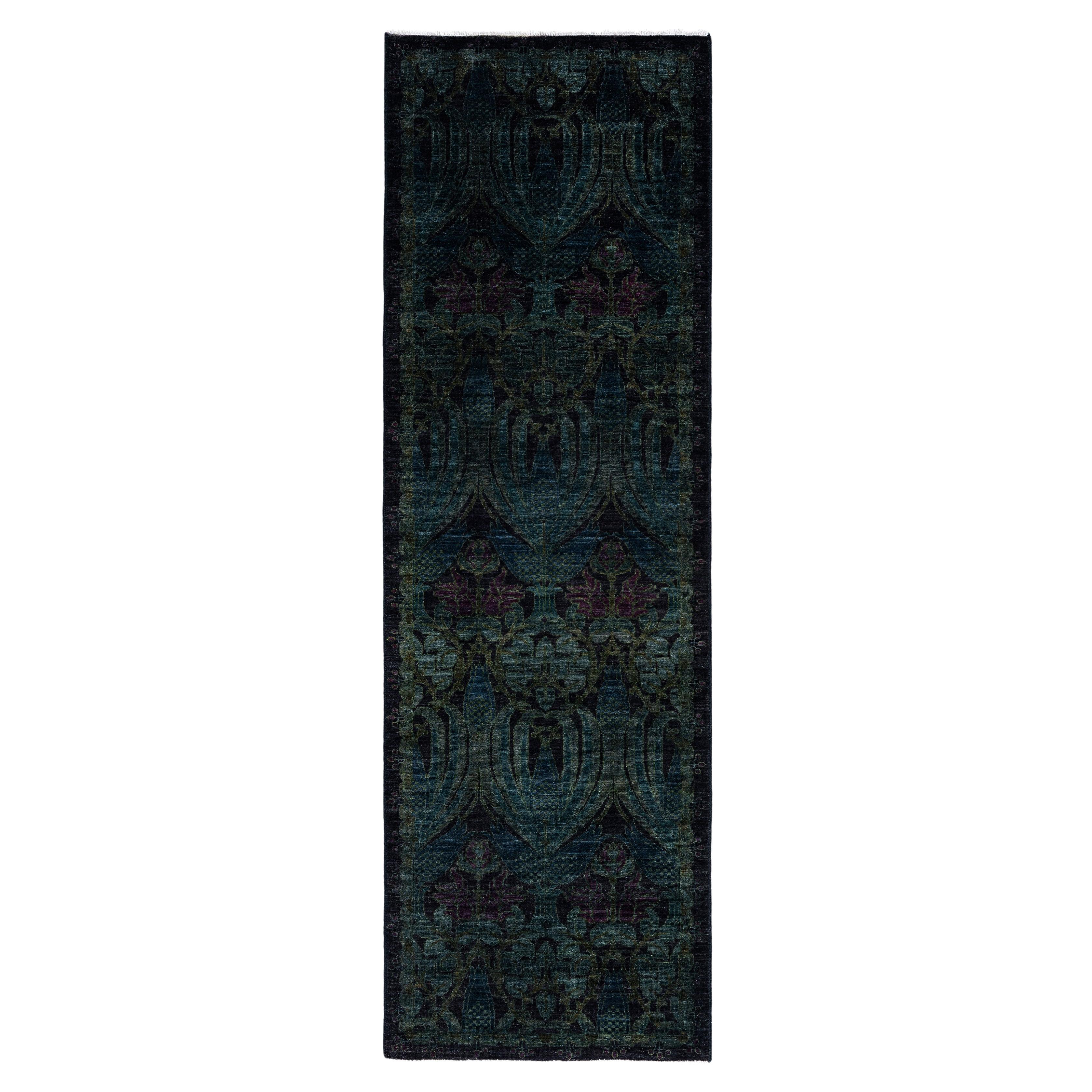 Overdyed One-of-a-Kind Wool Black Runner 2
 6" x 7
 10" For Sale