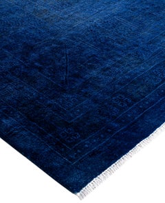 Overdyed One-of-a-Kind Wool Blue Area Rug 12' 4" x 18' 0"
