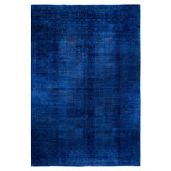Overdyed One-of-a-Kind Wool Blue Area Rug 12' 4" x 18' 0"