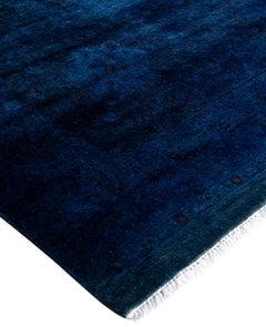 Overdyed One-of-a-Kind Wool Blue Area Rug 12' 4" x 18' 1"