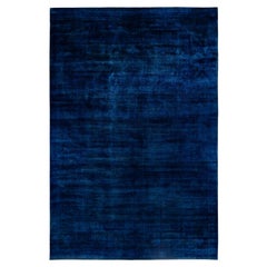 Overdyed One-of-a-Kind Wool Blue Area Rug 12' 4" x 18' 1"