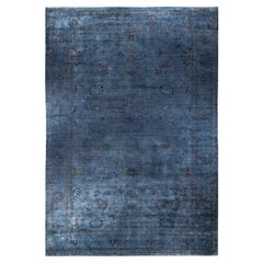 Overdyed One-of-a-Kind Wool Blue Area Rug 12' 9" x 18' 10"