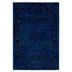 Overdyed One-of-a-Kind Wool Blue Area Rug 4' 1" x 6' 0"
